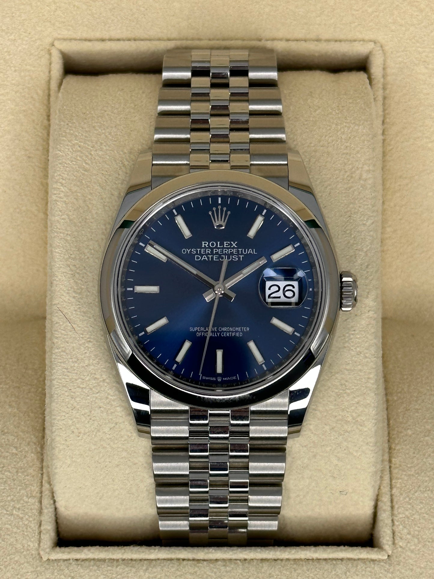 NEW 2023 Rolex Datejust 36mm 126200 Jubilee Blue Stick Dial - MyWatchLLC