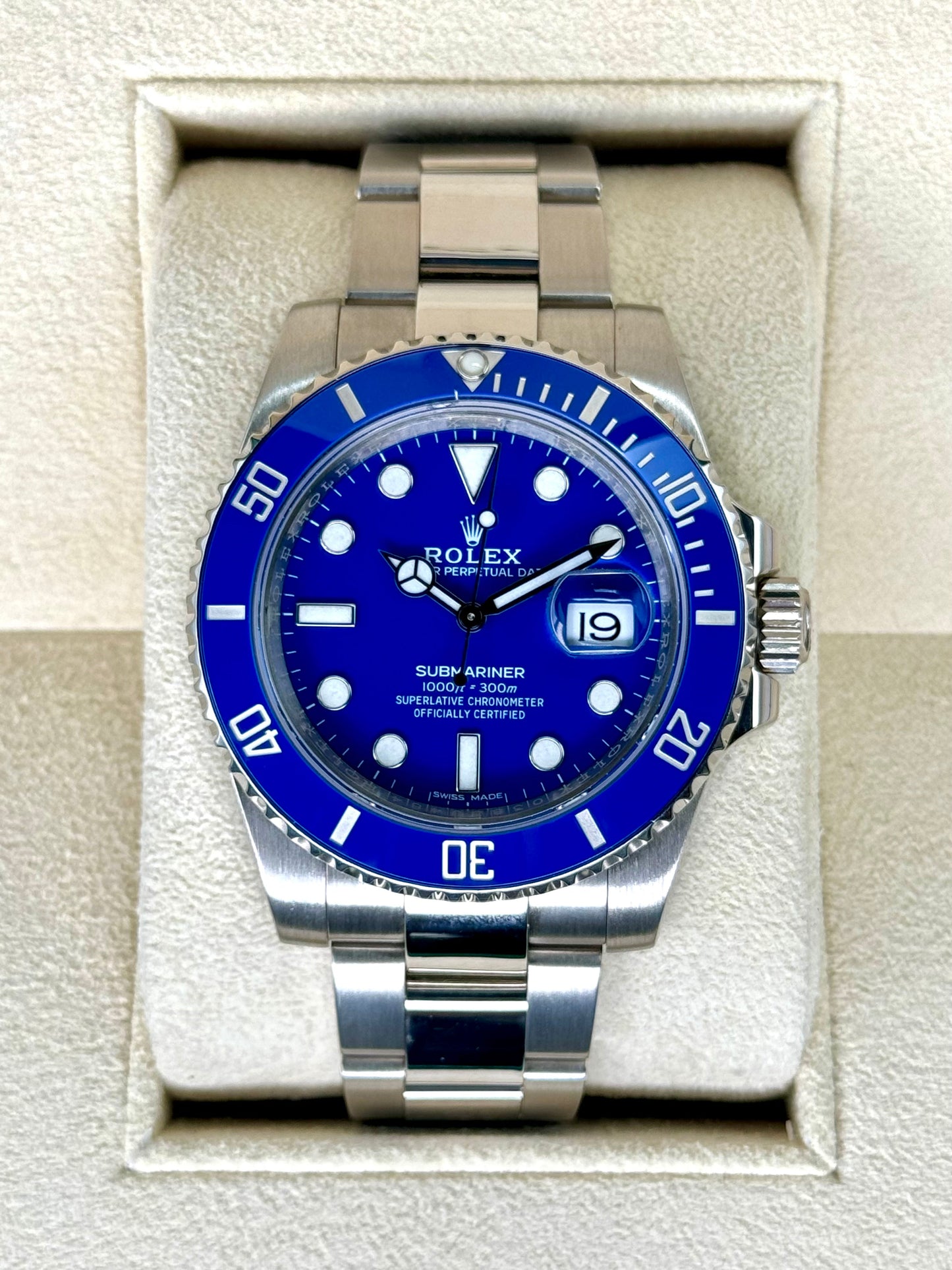 2018 Rolex Submariner "Smurf" 40mm 116619LB White Gold Blue Dial - MyWatchLLC