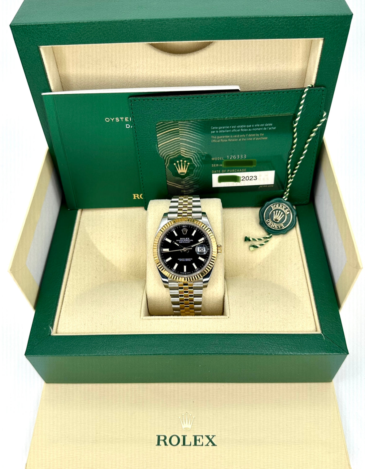 2023 Rolex Datejust 41mm 126333 Two-Tone Jubilee Black Stick Dial - MyWatchLLC
