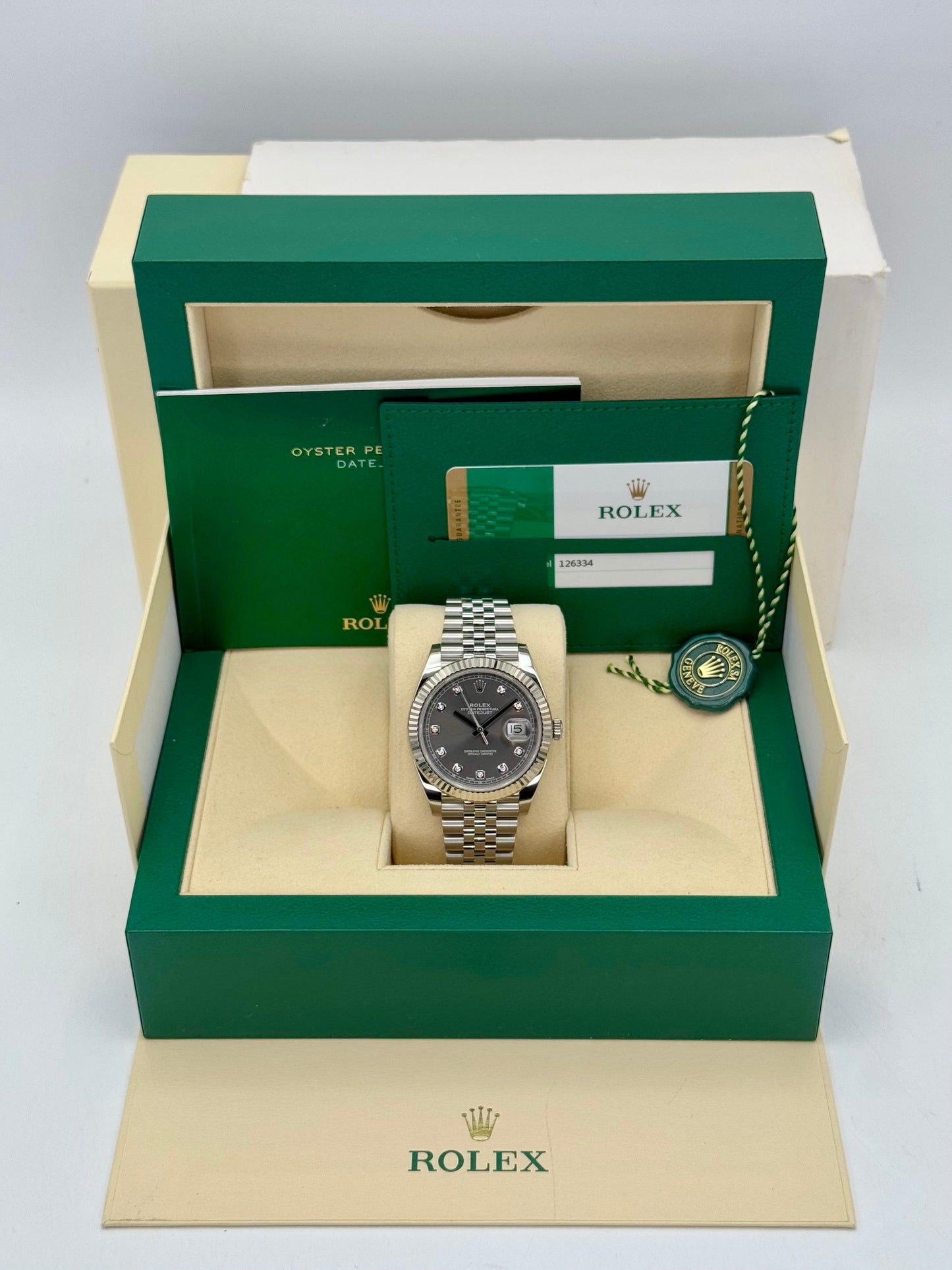 2017 Datejust 41mm 126334 Stainless Steel Jubilee Rhodium Diamond Dial - MyWatchLLC