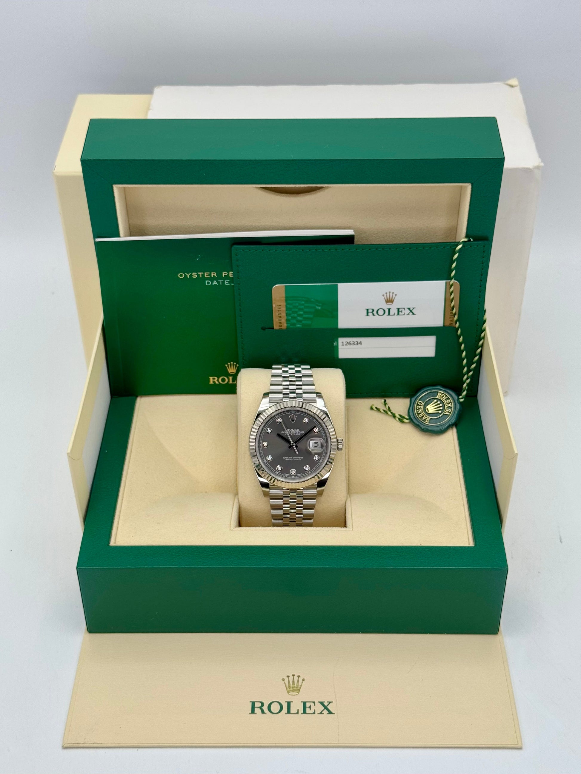 2017 Datejust 41mm 126334 Stainless Steel Jubilee Rhodium Diamond Dial - MyWatchLLC