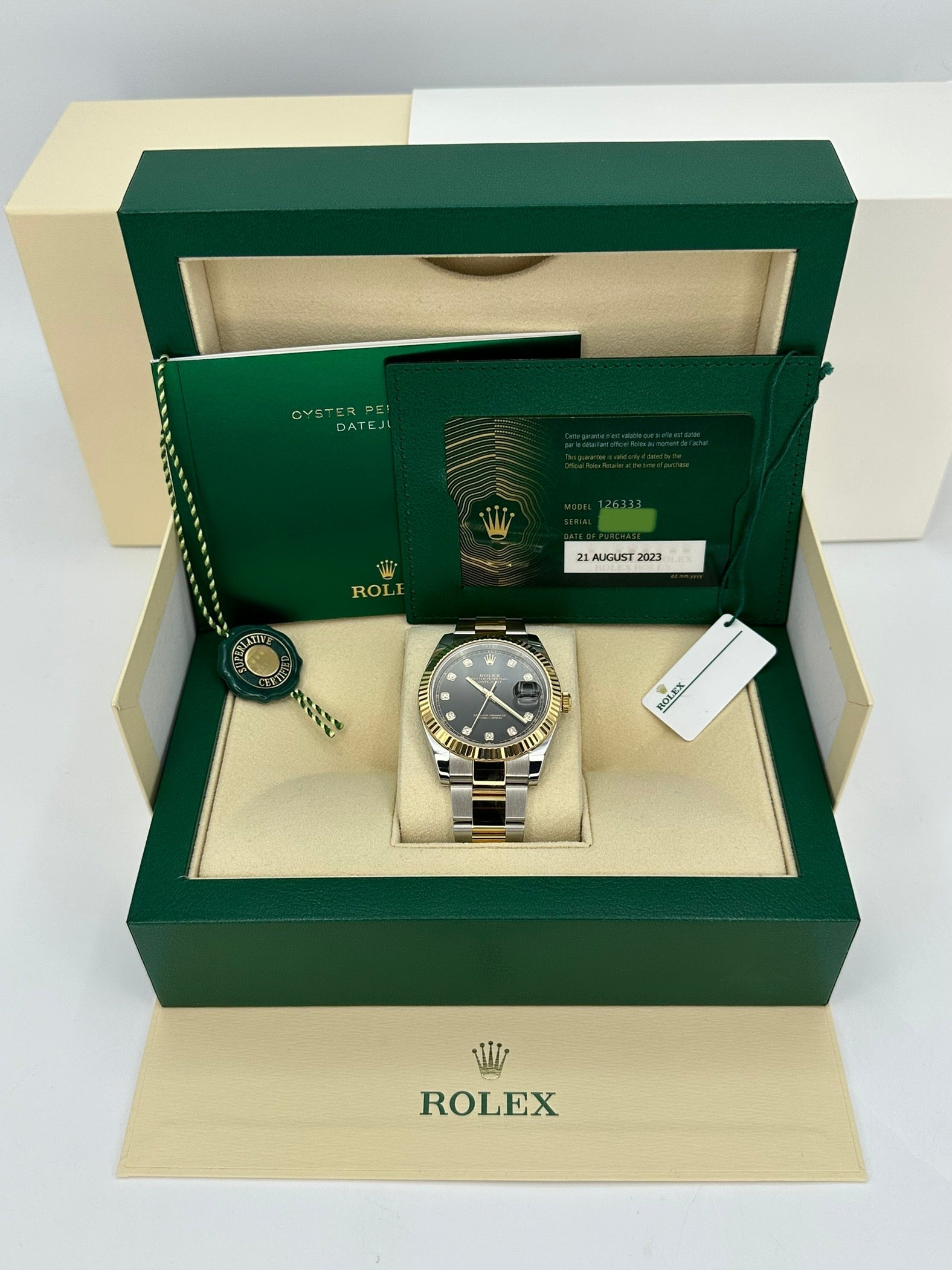 2023 Rolex Datejust 41mm 126333 Two-Tone Oyster Black Diamond Dial - MyWatchLLC