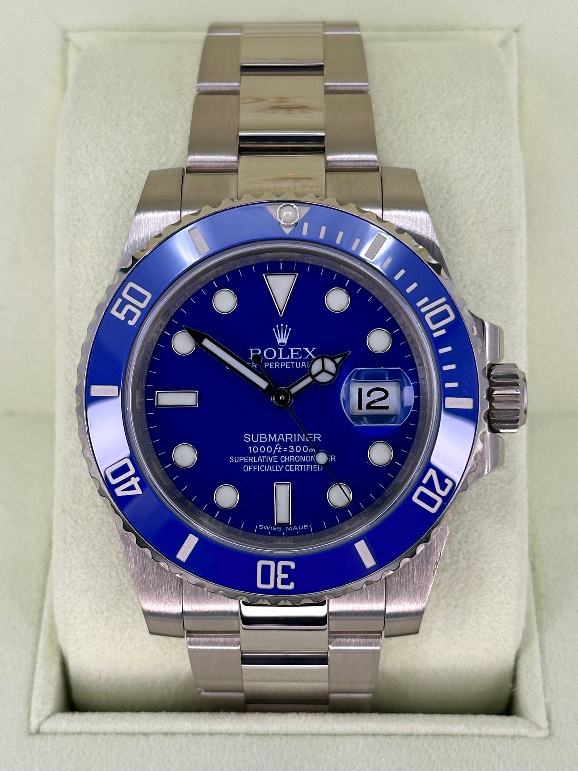 2009 Rolex Submariner Date “Smurfâ€?40mm 116619LB White Gold Blue Dial - MyWatchLLC