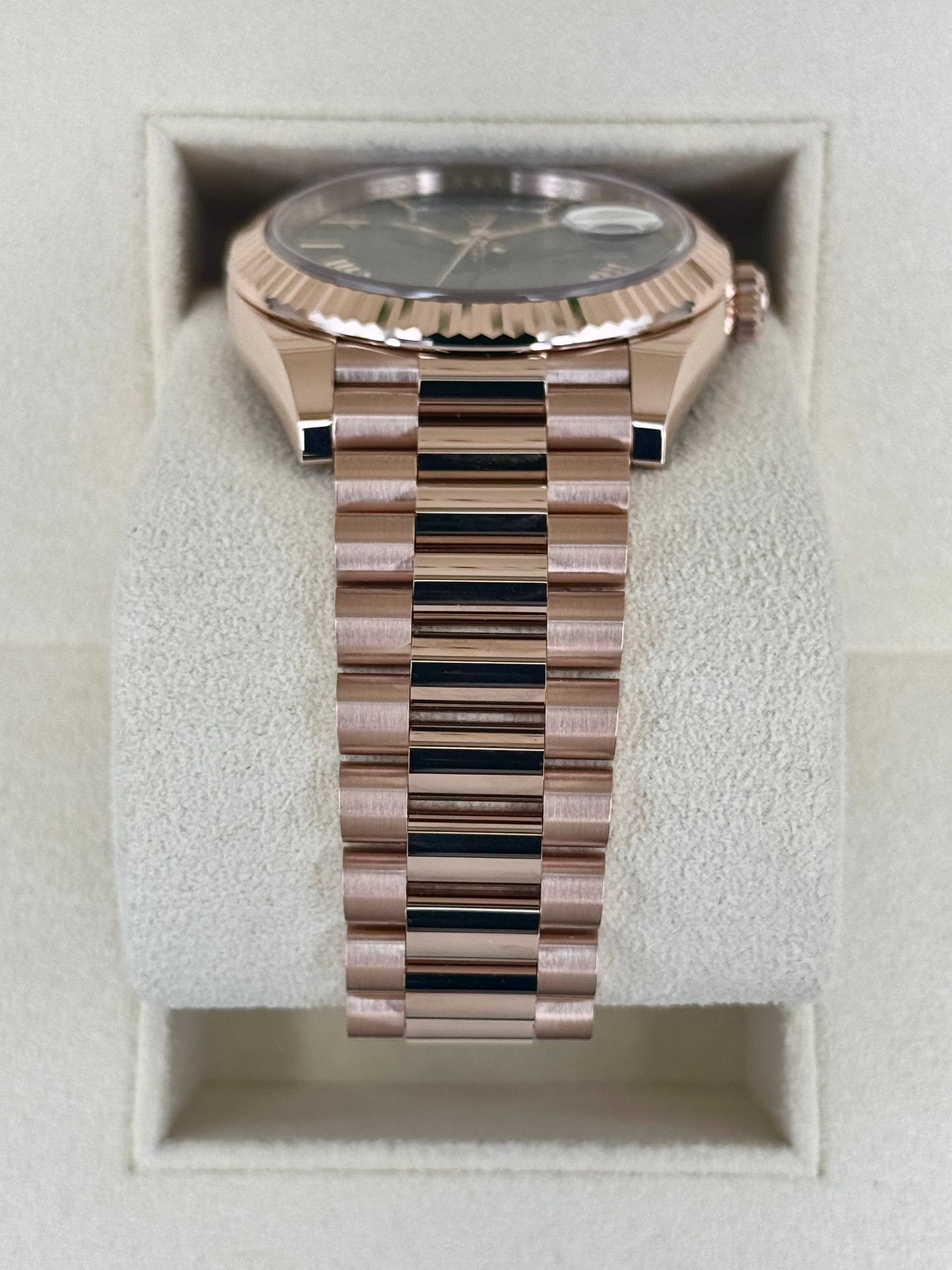 NEW 2025 Rolex Day-Date 40mm 228235 Presidential Rose Gold Olive Dial - MyWatchLLC