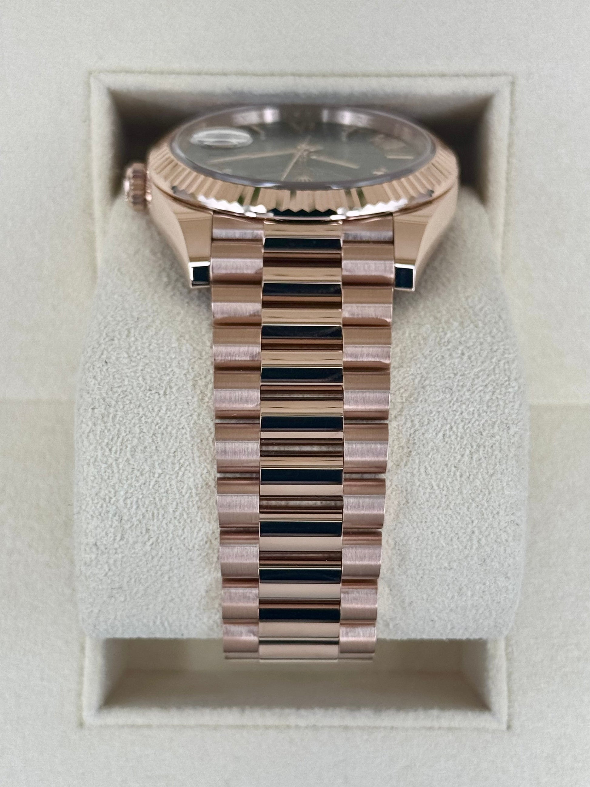 NEW 2025 Rolex Day-Date 40mm 228235 Presidential Rose Gold Olive Dial - MyWatchLLC