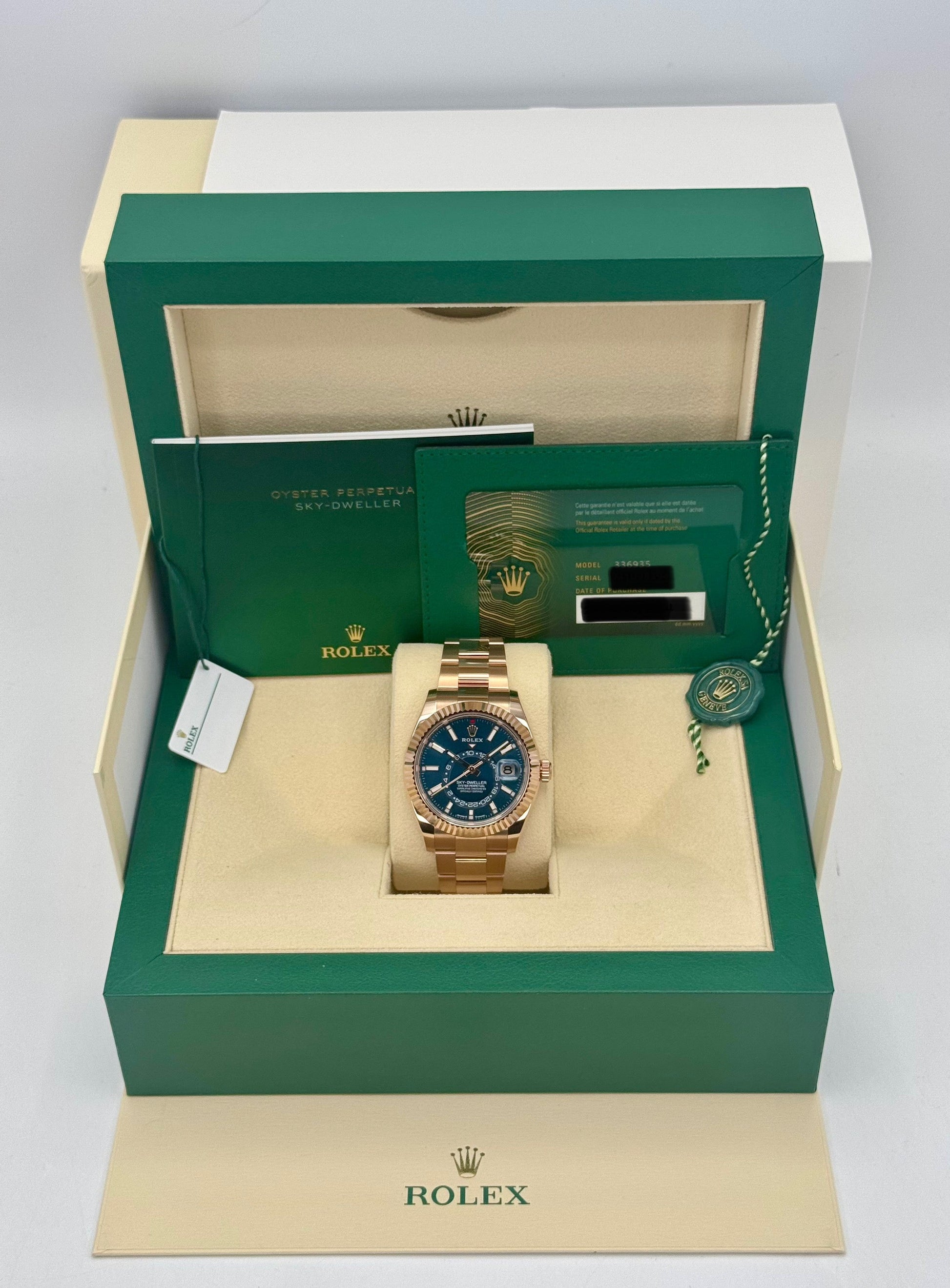 NEW 2024 Rolex Sky-Dweller 42mm 336935 Rose Gold Blue Dial - MyWatchLLC