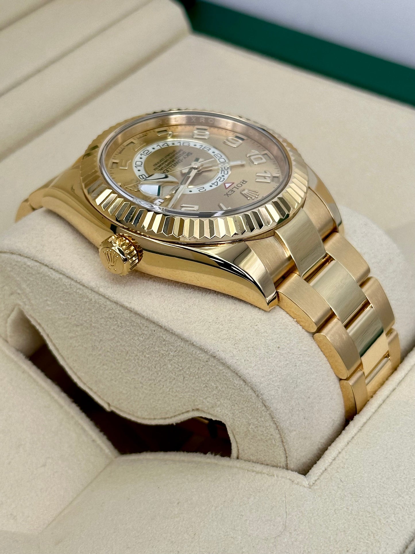 2017 Rolex Sky-Dweller 42mm 326938 Yellow Gold Champagne Dial - MyWatchLLC