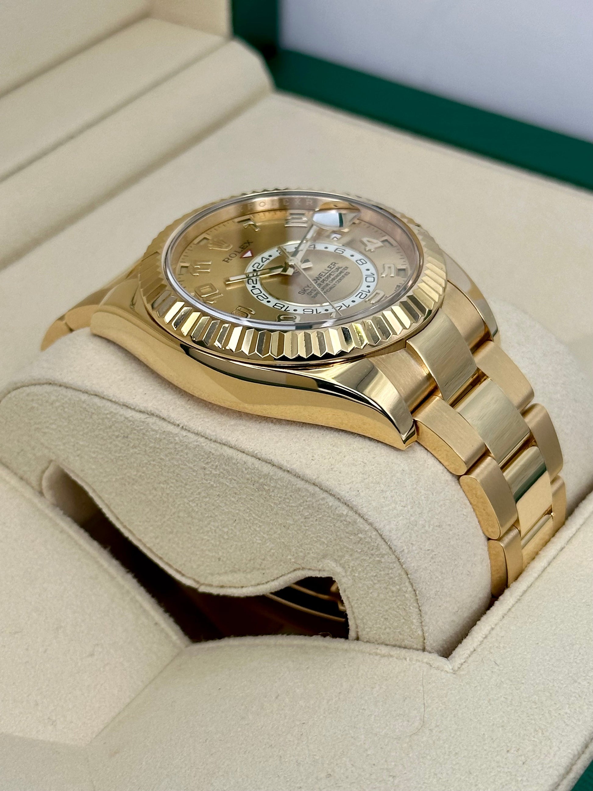 2017 Rolex Sky-Dweller 42mm 326938 Yellow Gold Champagne Dial - MyWatchLLC