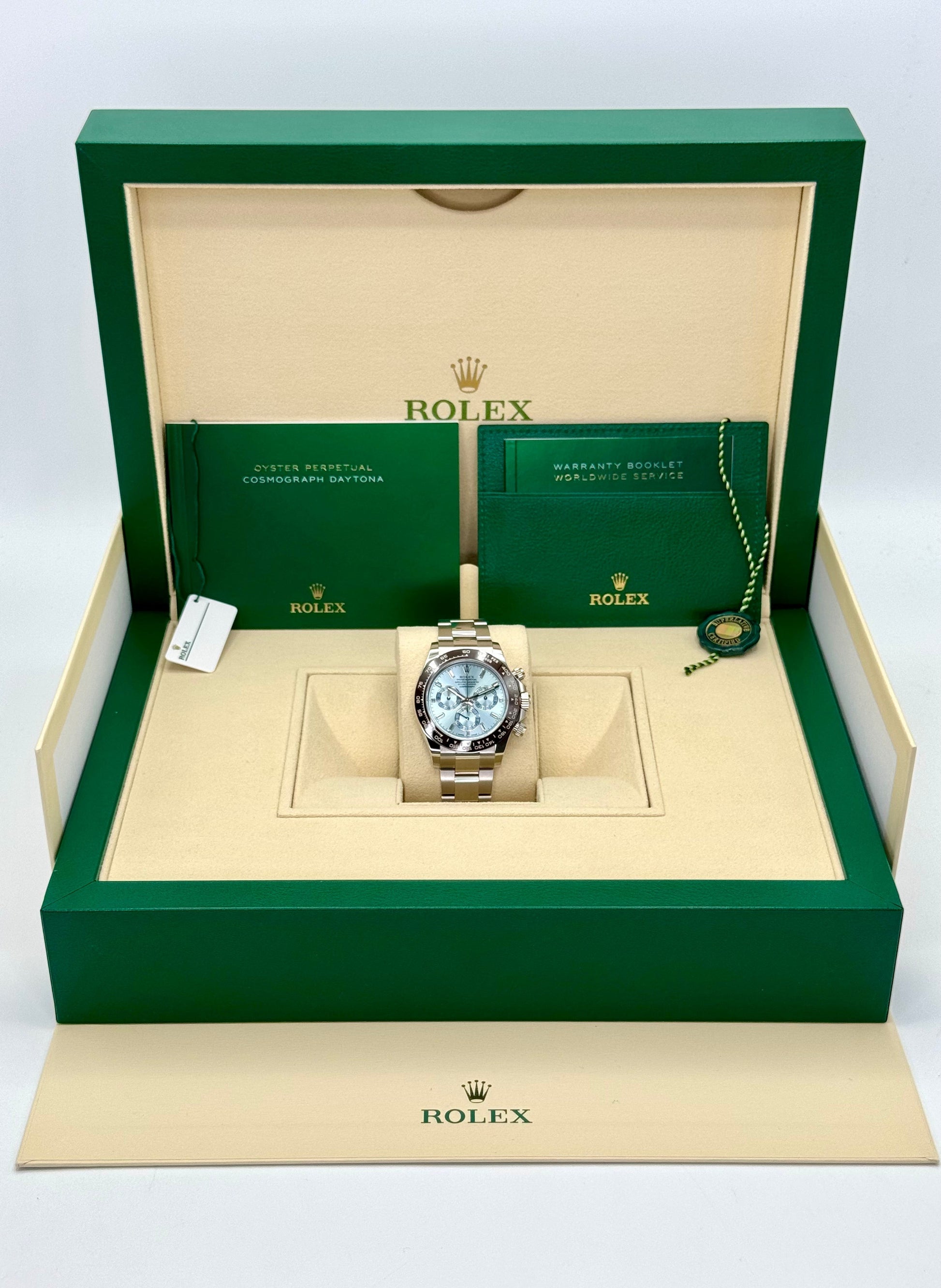 NEW 2023 Rolex Daytona 40mm 116506 Platinum Ice Blue Diamond Dial - MyWatchLLC