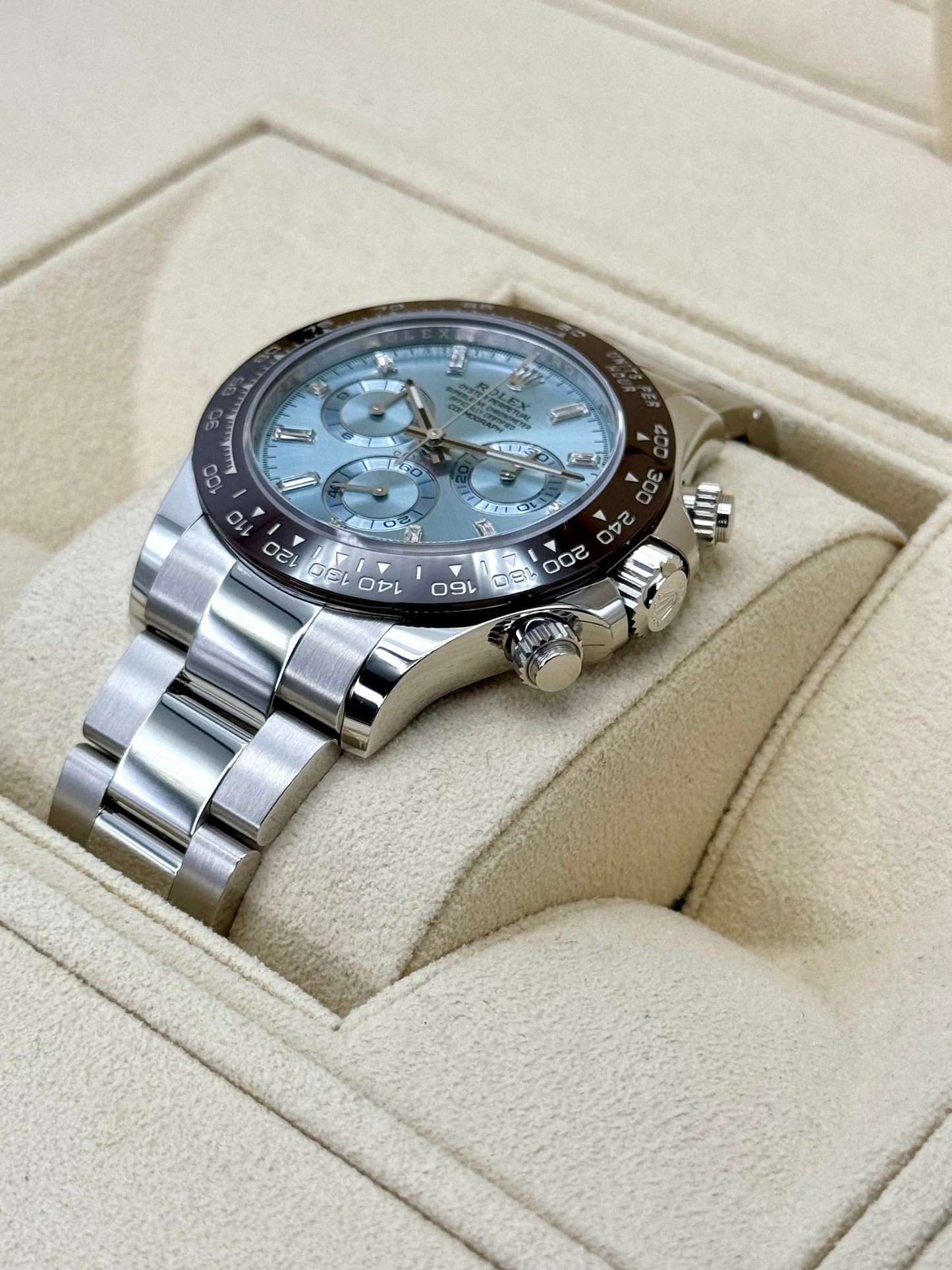 NEW 2023 Rolex Daytona 40mm 116506 Platinum Ice Blue Diamond Dial - MyWatchLLC