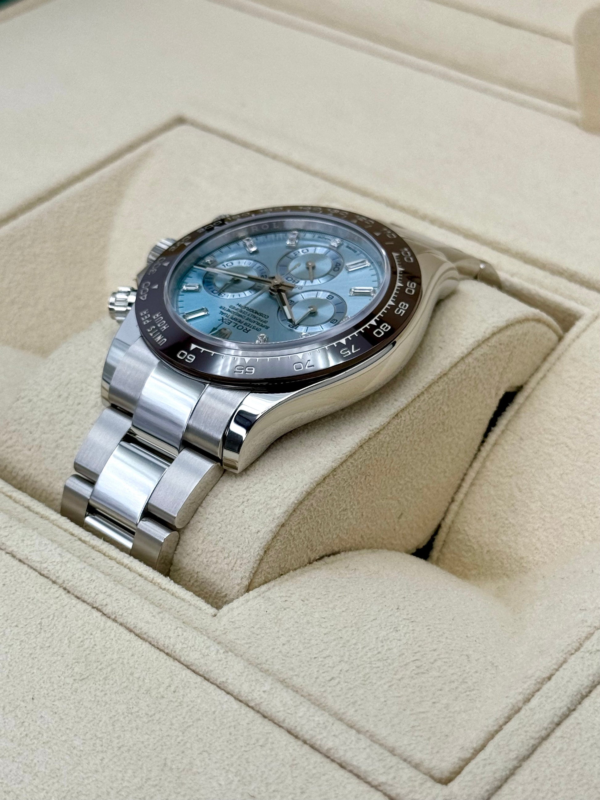 NEW 2023 Rolex Daytona 40mm 116506 Platinum Ice Blue Diamond Dial - MyWatchLLC