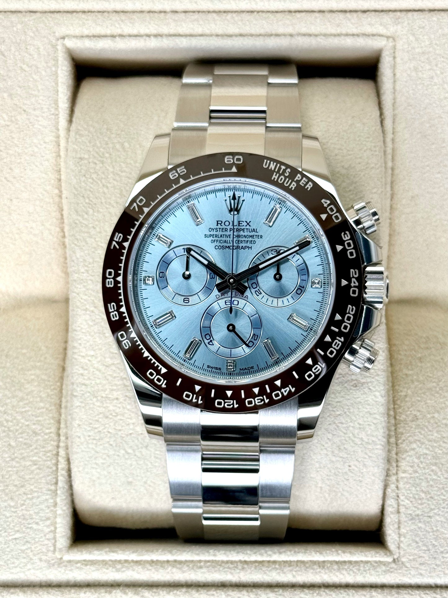 NEW 2023 Rolex Daytona 40mm 116506 Platinum Ice Blue Diamond Dial - MyWatchLLC