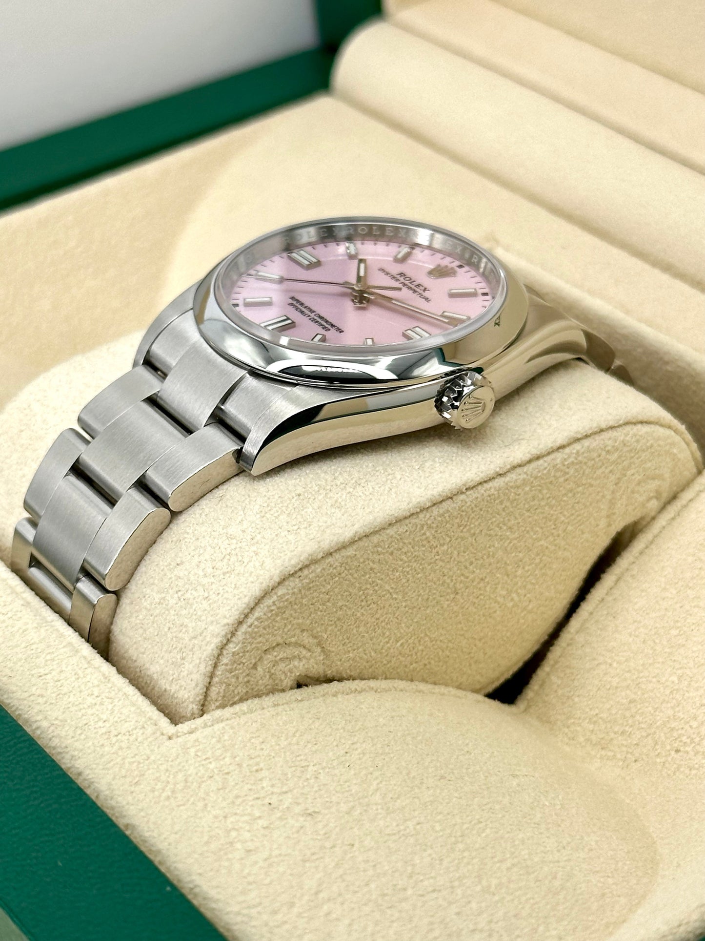NEW 2023 Rolex Oyster Perpetual 36mm 126000 Candy Pink Stick Dial - MyWatchLLC
