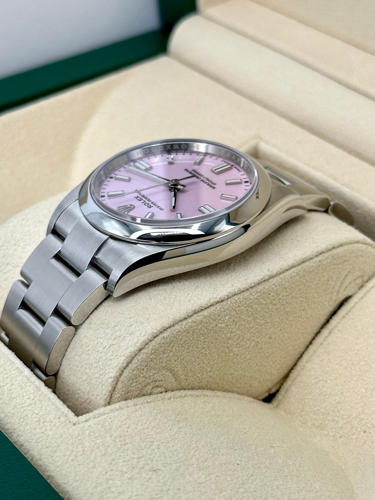 NEW 2023 Rolex Oyster Perpetual 36mm 126000 Candy Pink Stick Dial - MyWatchLLC