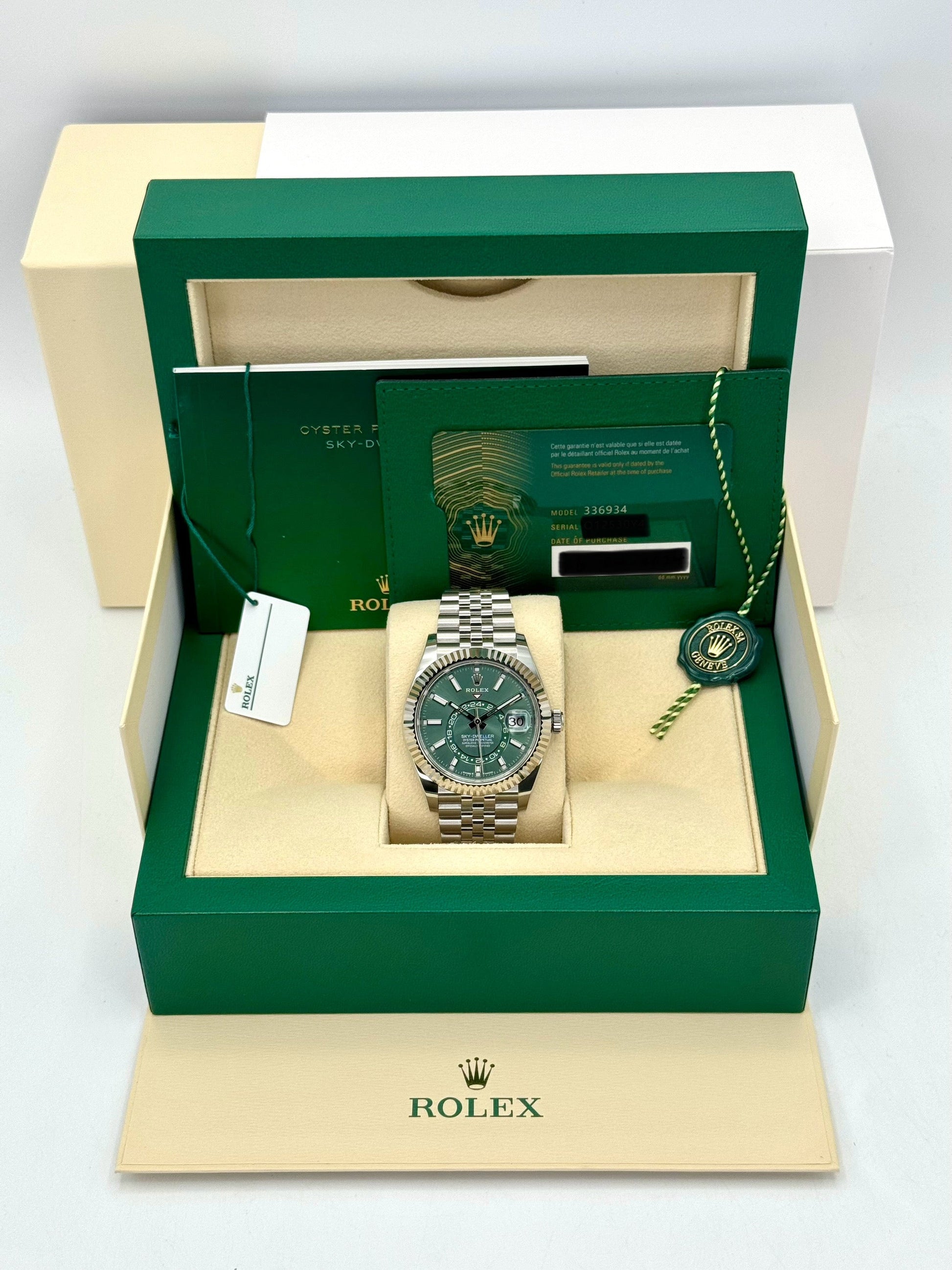 NEW 2024 Rolex Sky-Dweller 42mm 336934 Jubilee Mint Green Dial - MyWatchLLC