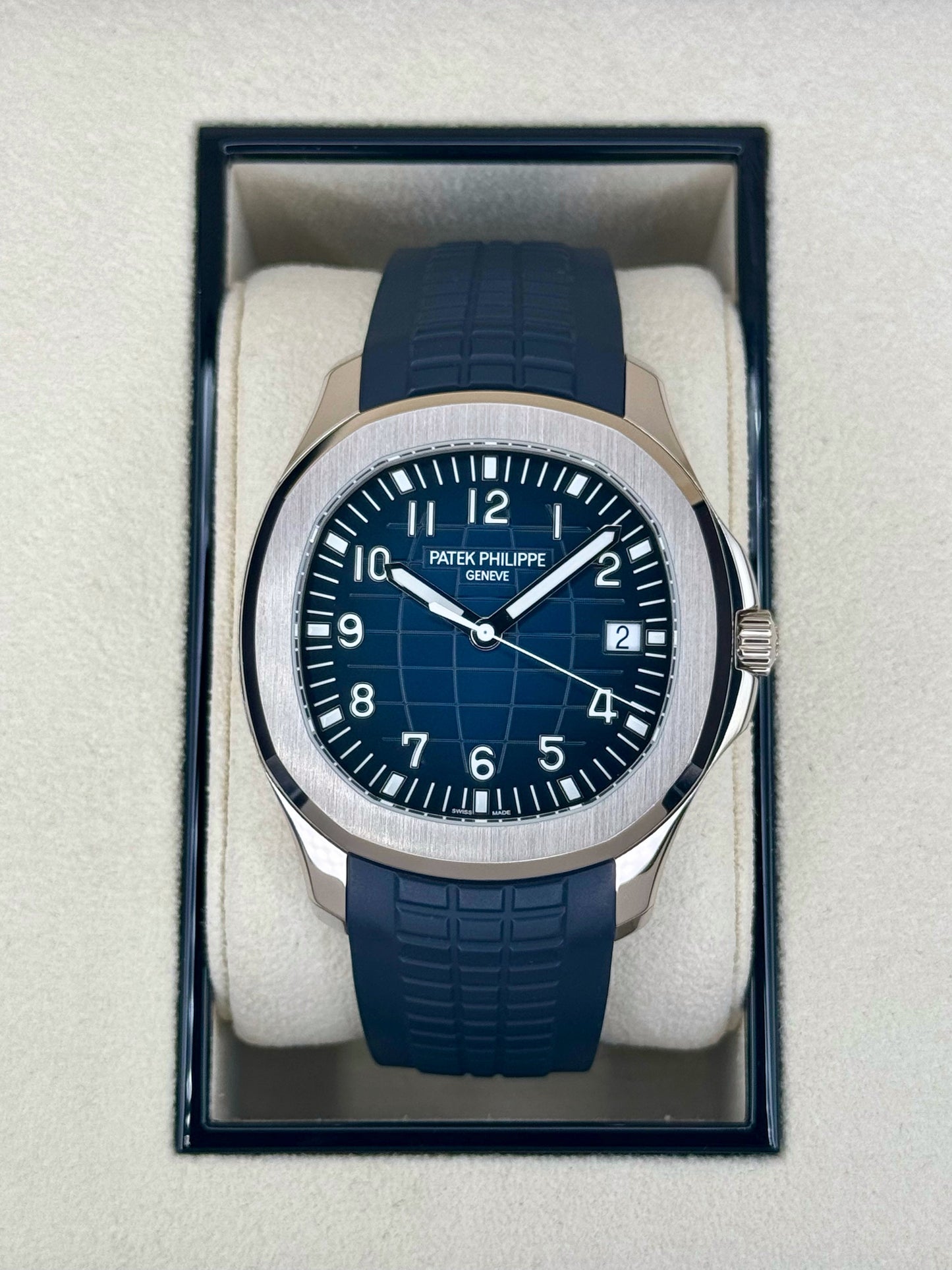 2021 Patek Philippe Aquanaut 5168G 42.2mm White Gold Blue Dial - MyWatchLLC