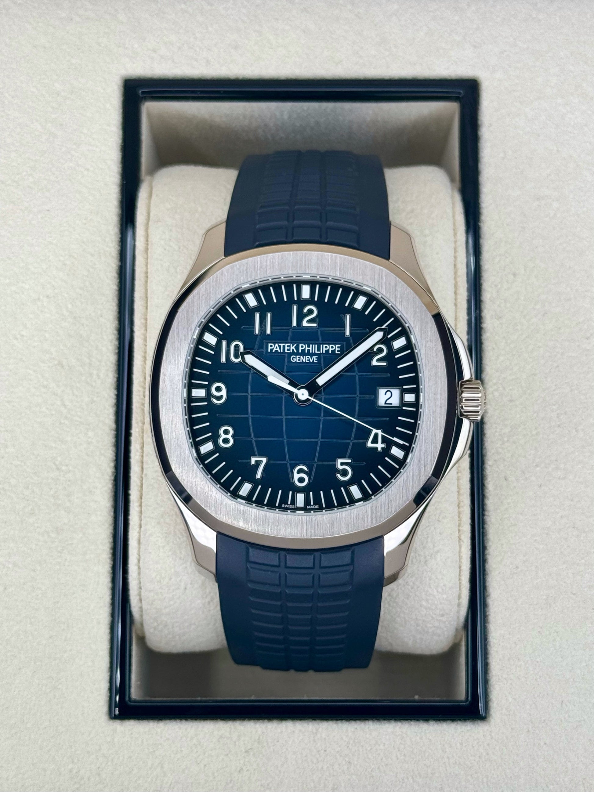 2021 Patek Philippe Aquanaut 5168G 42.2mm White Gold Blue Dial - MyWatchLLC