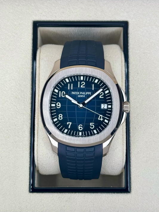 2021 Patek Philippe Aquanaut 5168G 42.2mm White Gold Blue Dial - MyWatchLLC