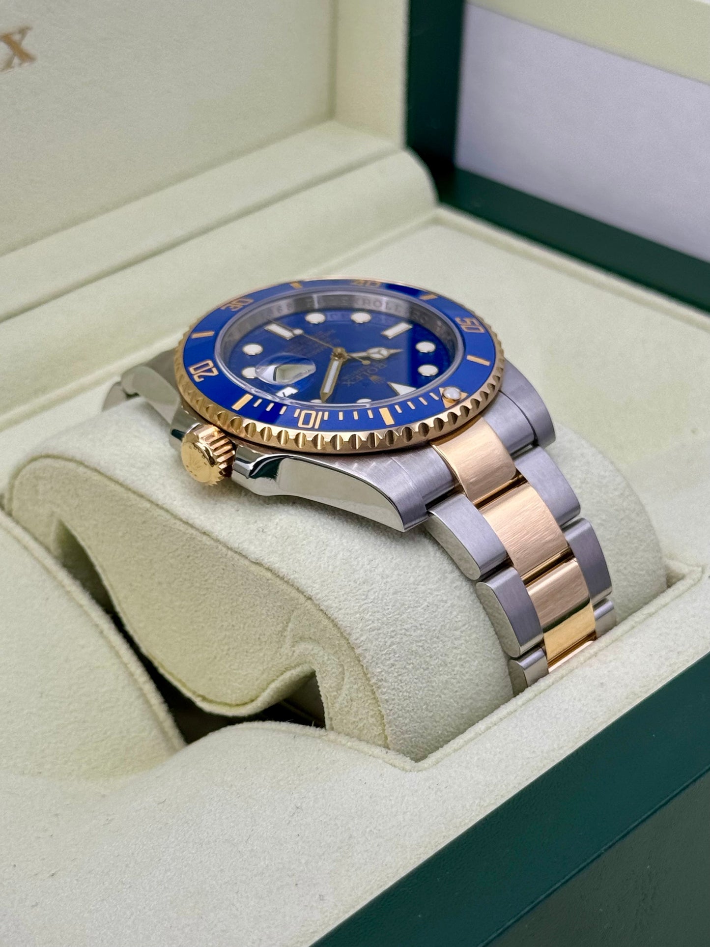 2010 Rolex Submariner "Bluesy" 40mm 116613LB Two-Tone Flat Blue Dial - MyWatchLLC