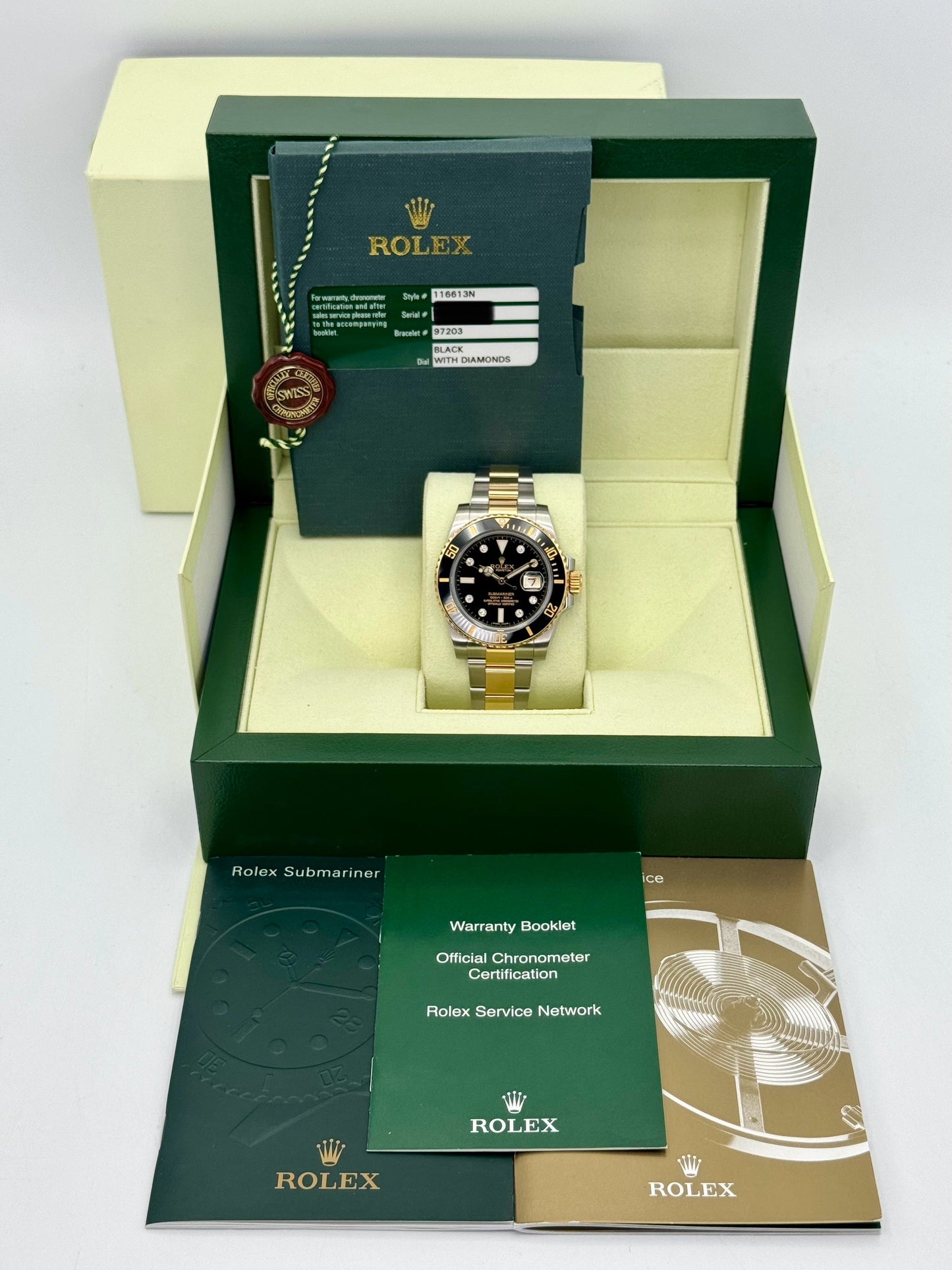 Rolex Submariner 40mm 116613N Two-Tone Black Diamond Dial - MyWatchLLC