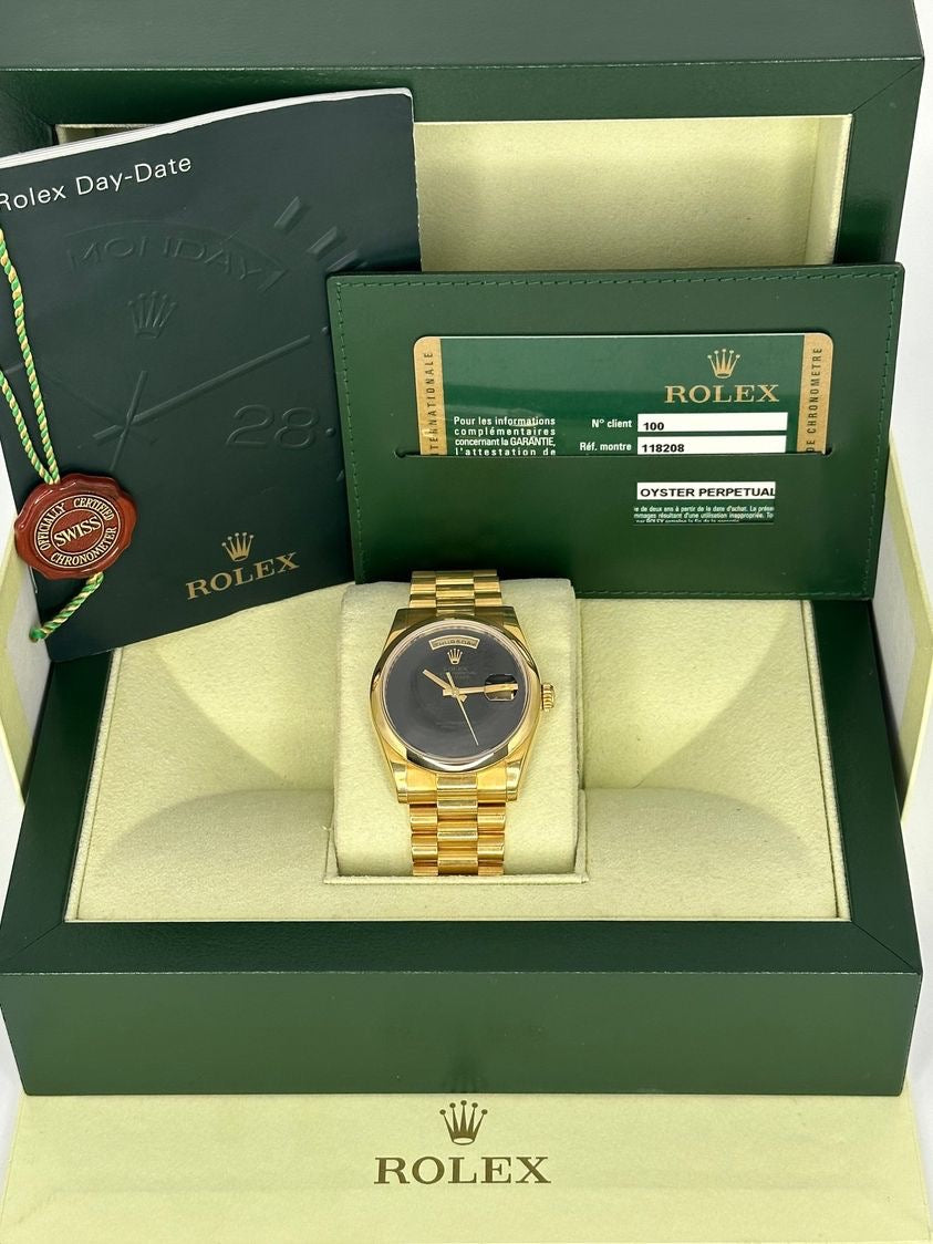 2011 Rolex Day-Date 36mm 118208 Presidential Black Onyx Dial - MyWatchLLC