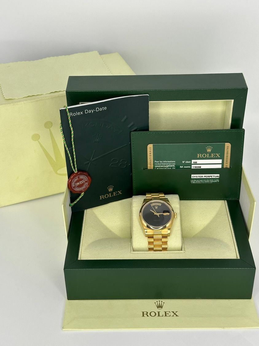 2011 Rolex Day-Date 36mm 118208 Presidential Black Onyx Dial - MyWatchLLC