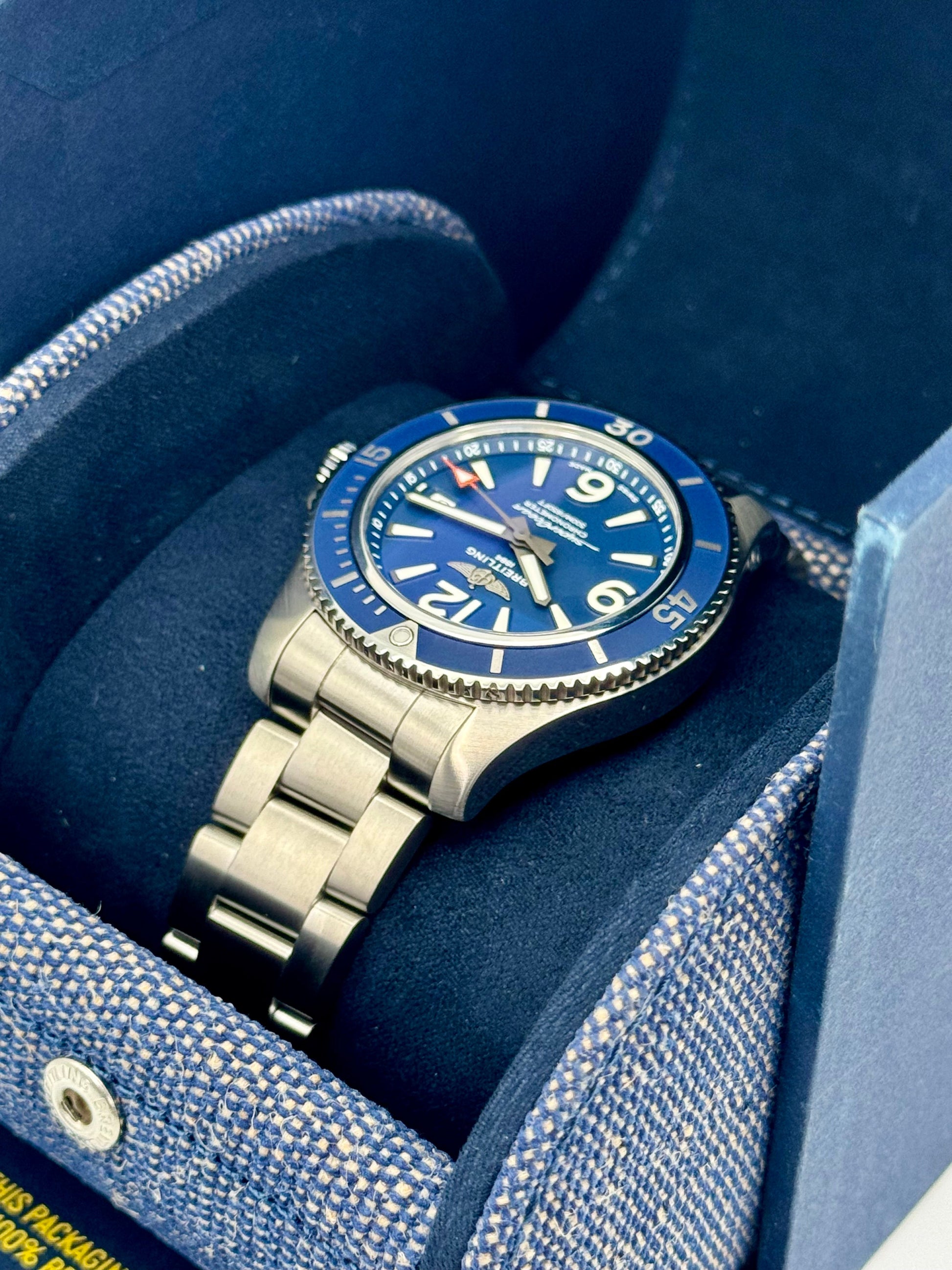2024 Breitling Superocean 42mm A17366 Stainless Steel Blue Dial - MyWatchLLC