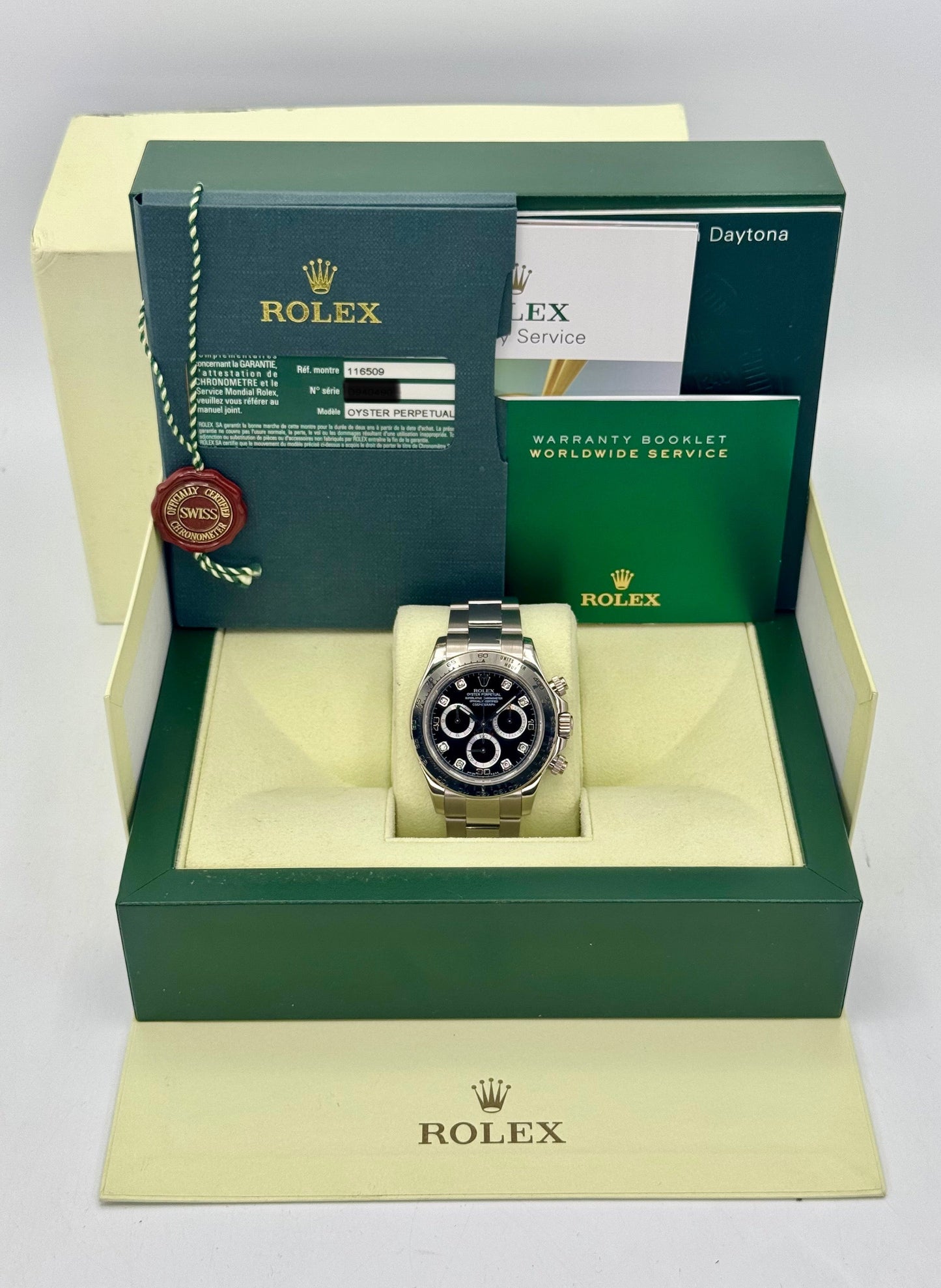 2009 Rolex Daytona 40mm 116509 White Gold Black Diamond Dial - MyWatchLLC