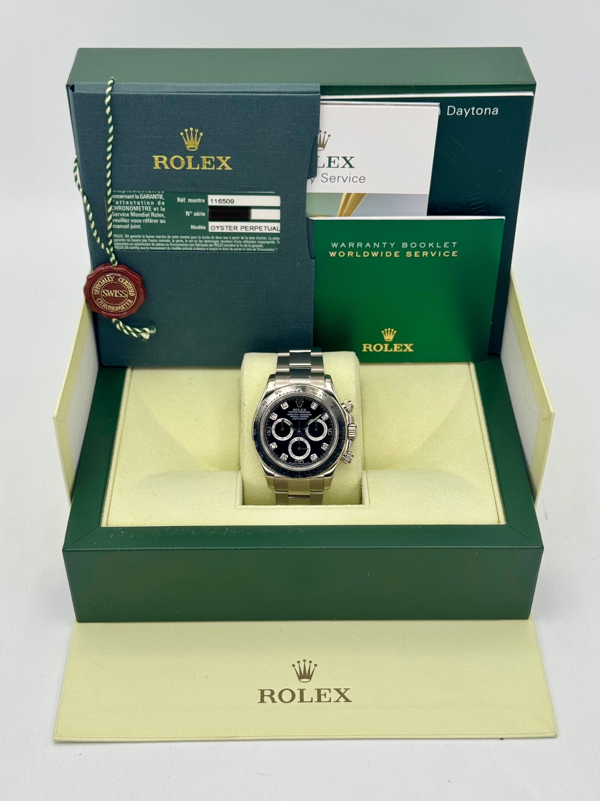 2009 Rolex Daytona 40mm 116509 White Gold Black Diamond Dial - MyWatchLLC