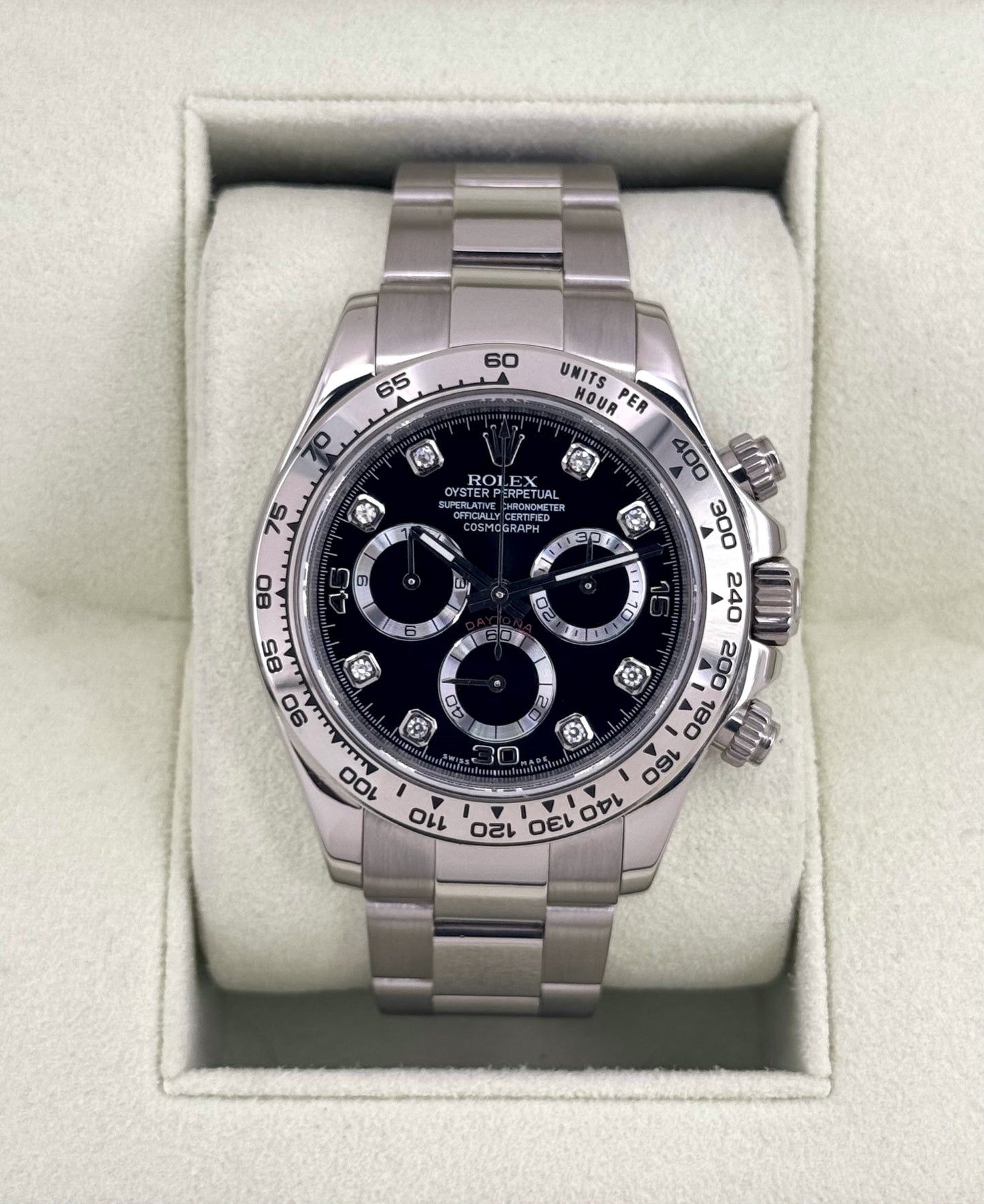 2009 Rolex Daytona 40mm 116509 White Gold Black Diamond Dial - MyWatchLLC