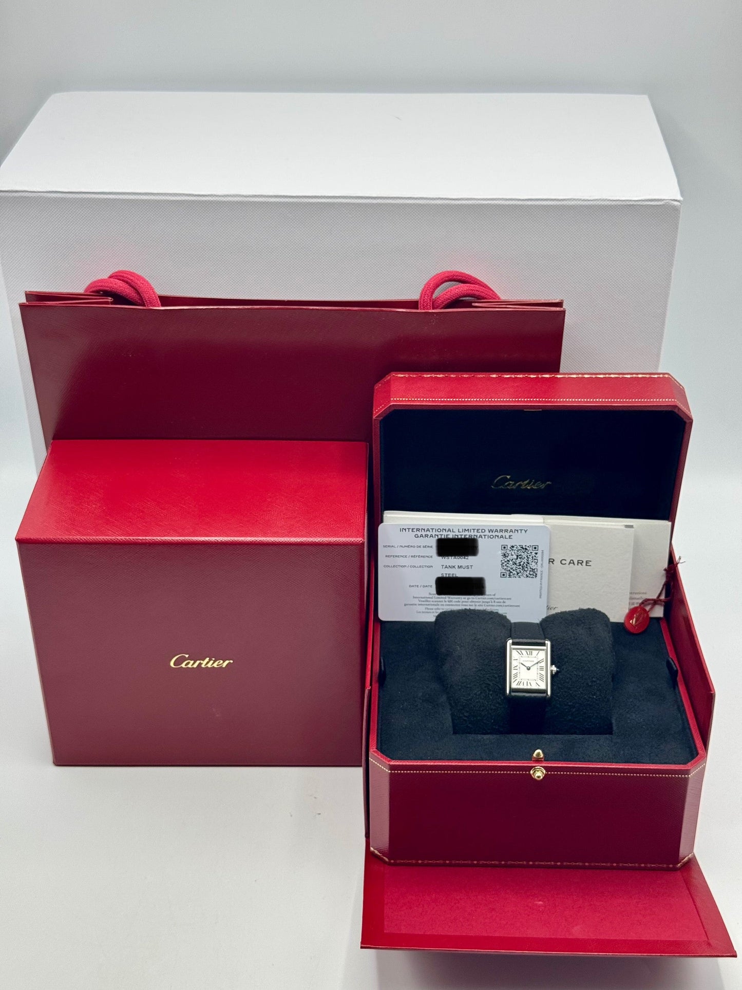 NEW 2024 Cartier Tank 29.5mm WSTA0042 Stainless Steel White Dial - MyWatchLLC