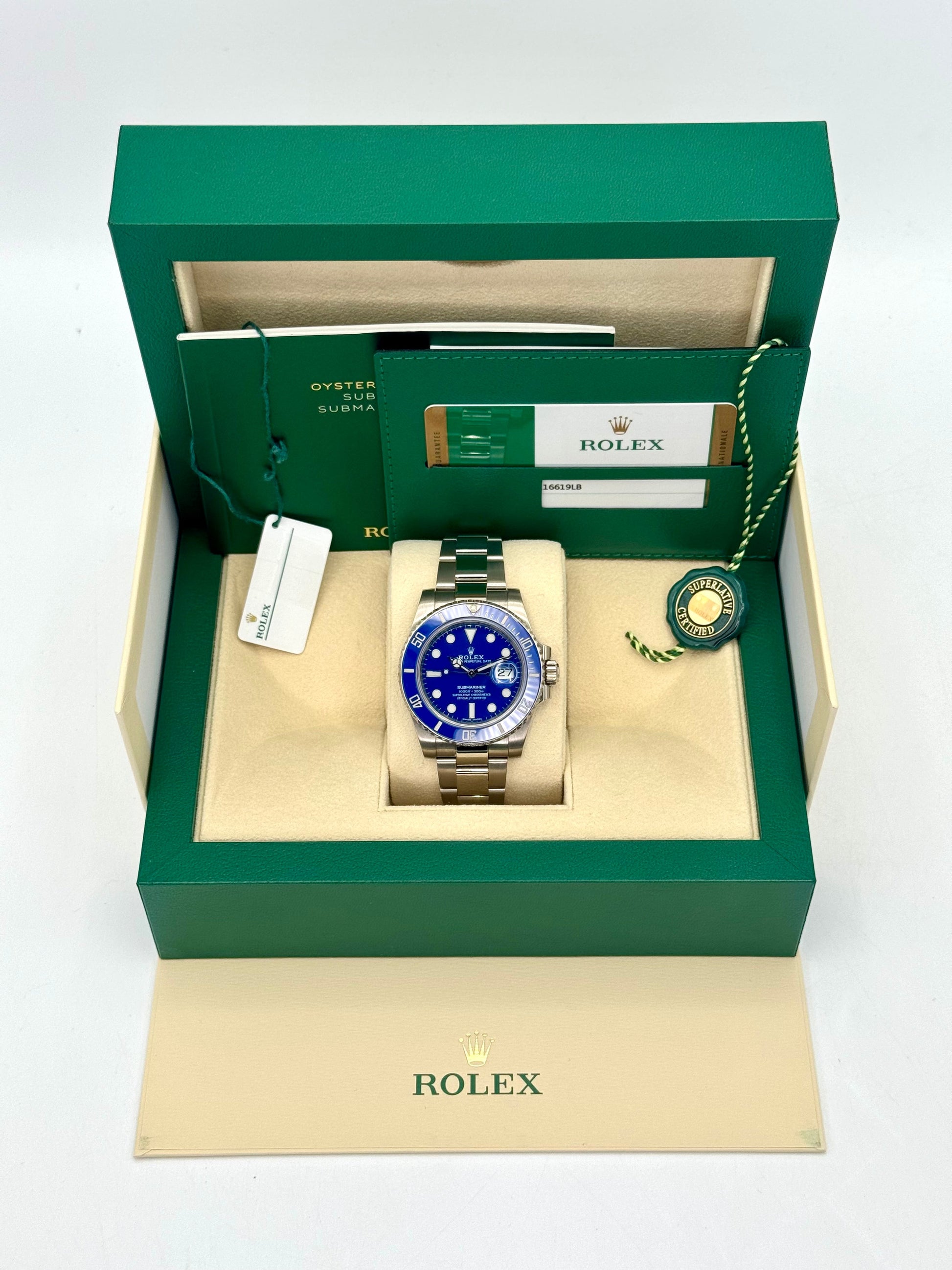 2018 Rolex Submariner "Smurf" 40mm 116619LB White Gold Blue Dial - MyWatchLLC