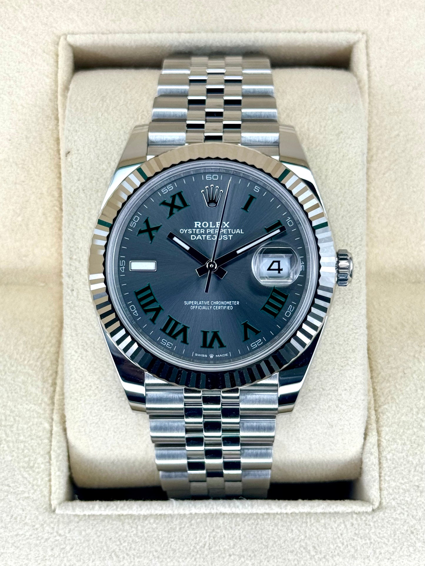 NEW 2024 Rolex Datejust 41mm Stainless Steel Jubilee Wimbledon Dial - MyWatchLLC