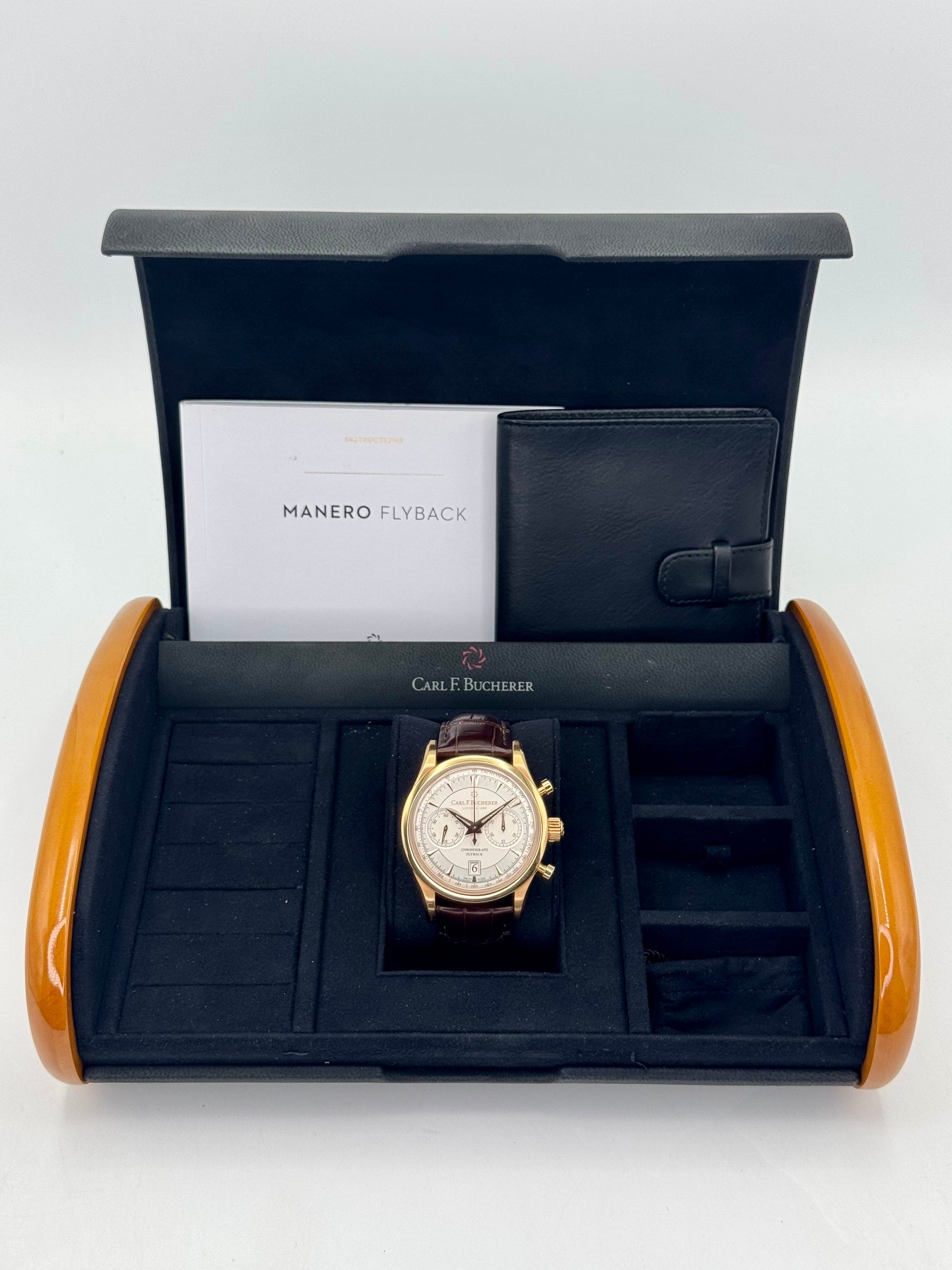 2020 Carl F. Bucherer Manero Flyback 43mm Rose Gold Silver Dial - MyWatchLLC