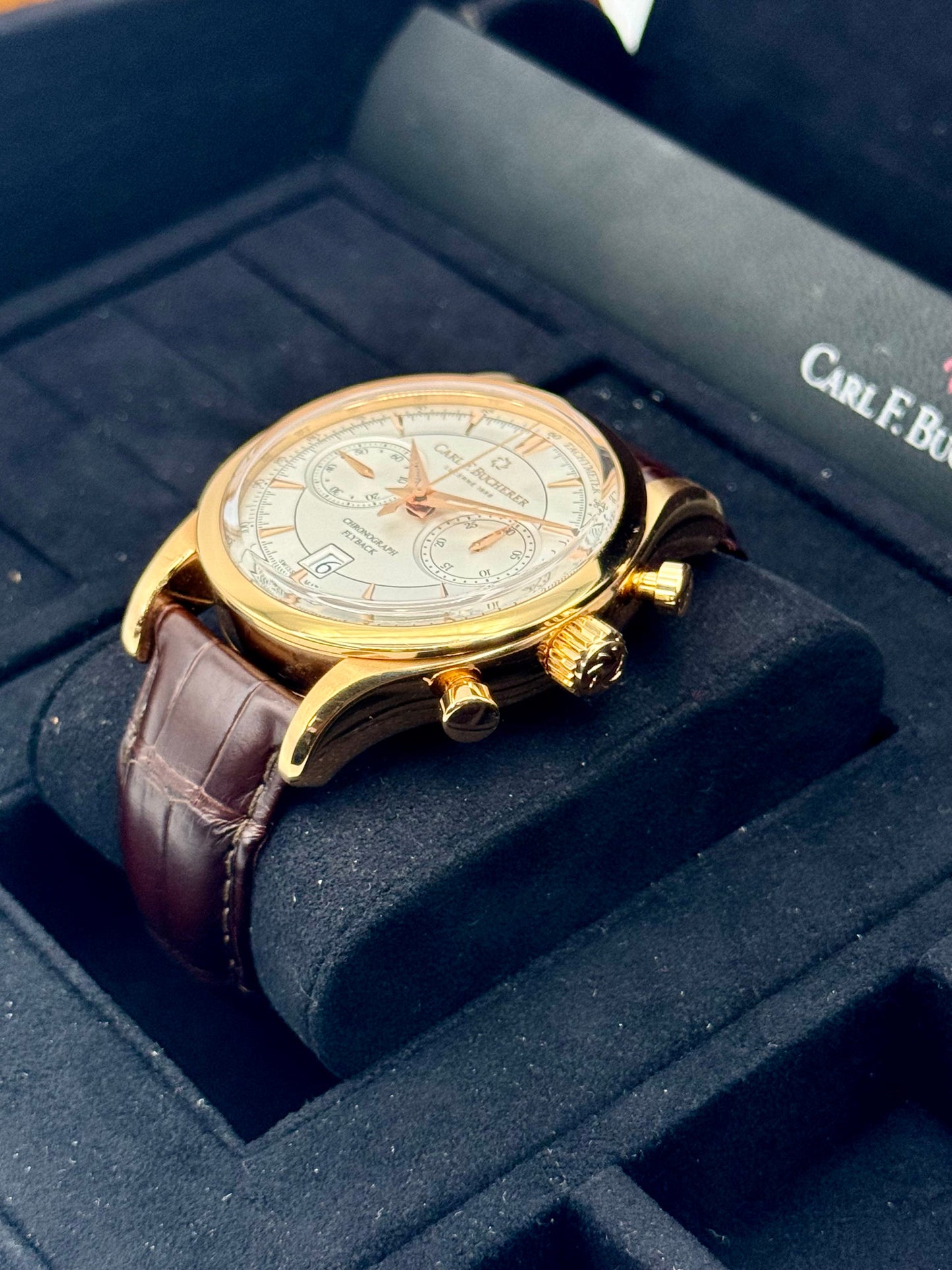 2020 Carl F. Bucherer Manero Flyback 43mm Rose Gold Silver Dial - MyWatchLLC