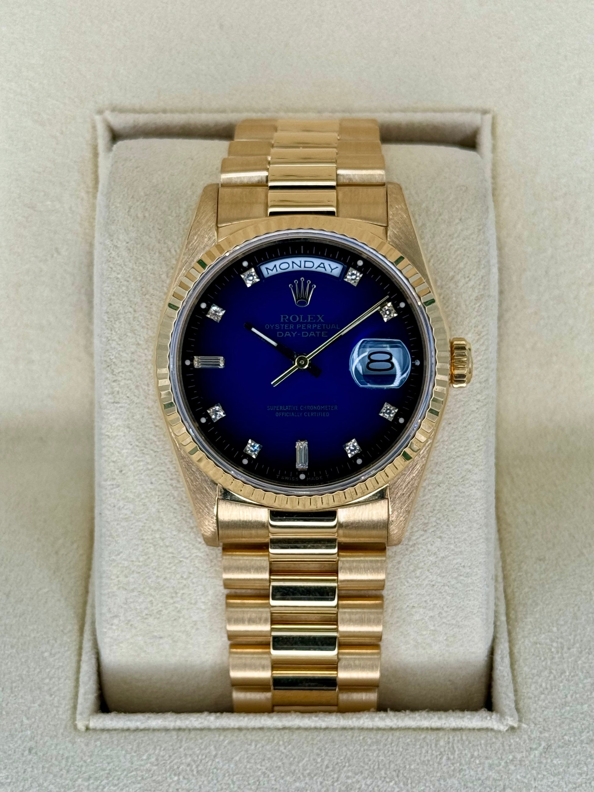 1988 Day-Date 36mm 18038 Gold Presidential Blue Vignette Dial - MyWatchLLC