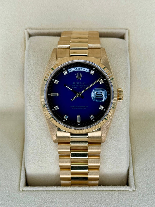 1988 Day-Date 36mm 18038 Gold Presidential Blue Vignette Dial - MyWatchLLC