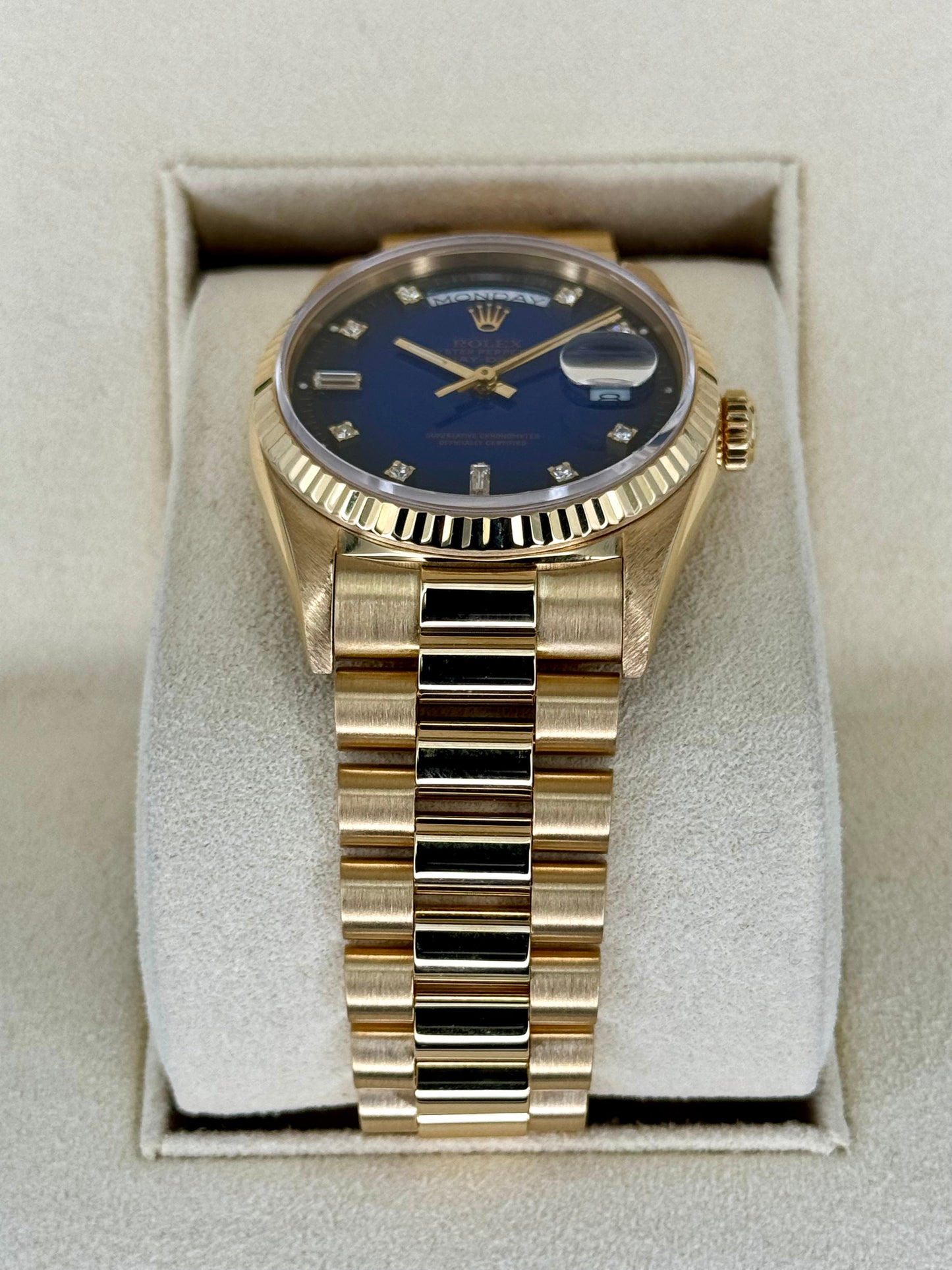 1988 Day-Date 36mm 18038 Gold Presidential Blue Vignette Dial - MyWatchLLC