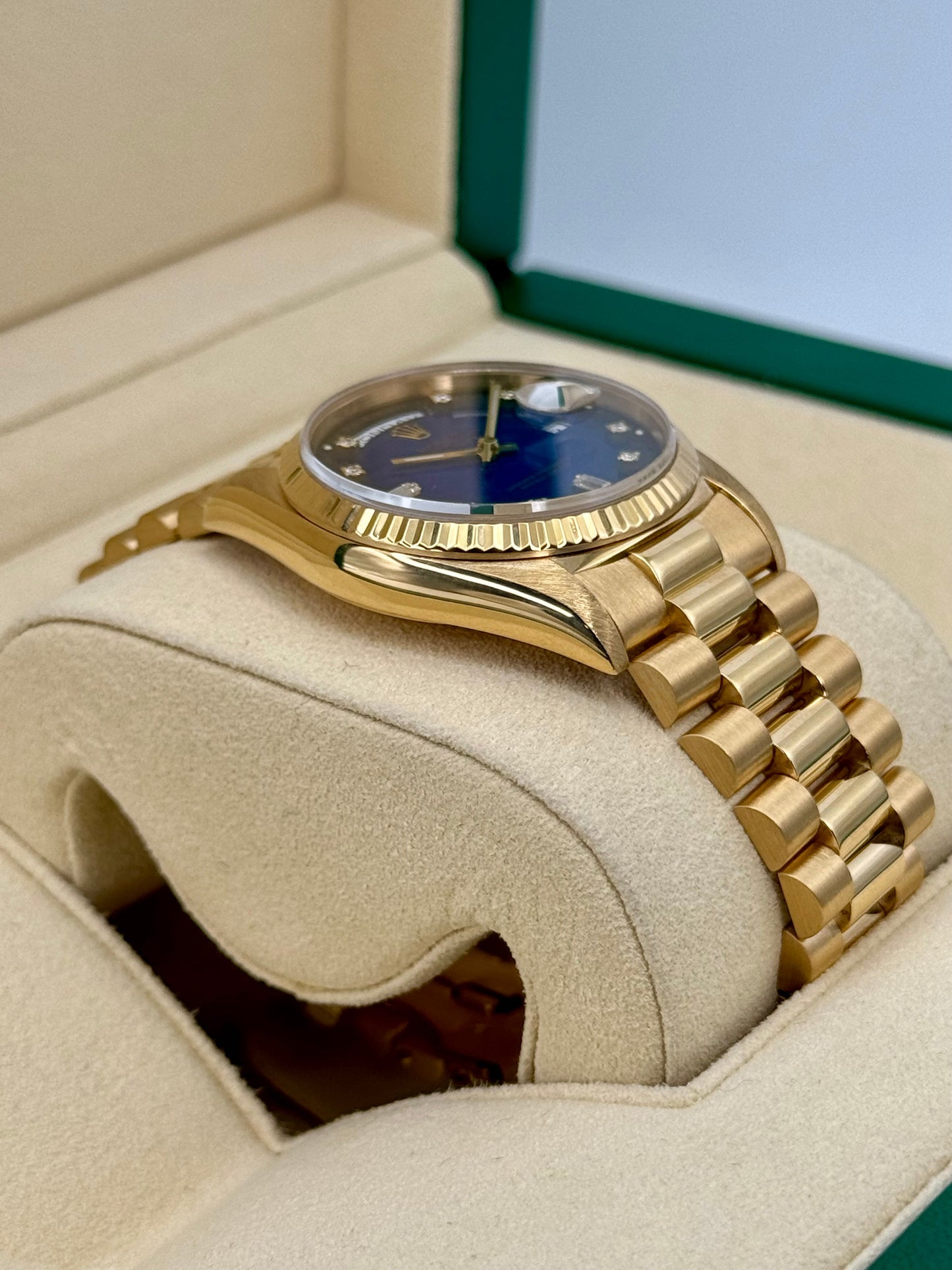 1988 Day-Date 36mm 18038 Gold Presidential Blue Vignette Dial - MyWatchLLC