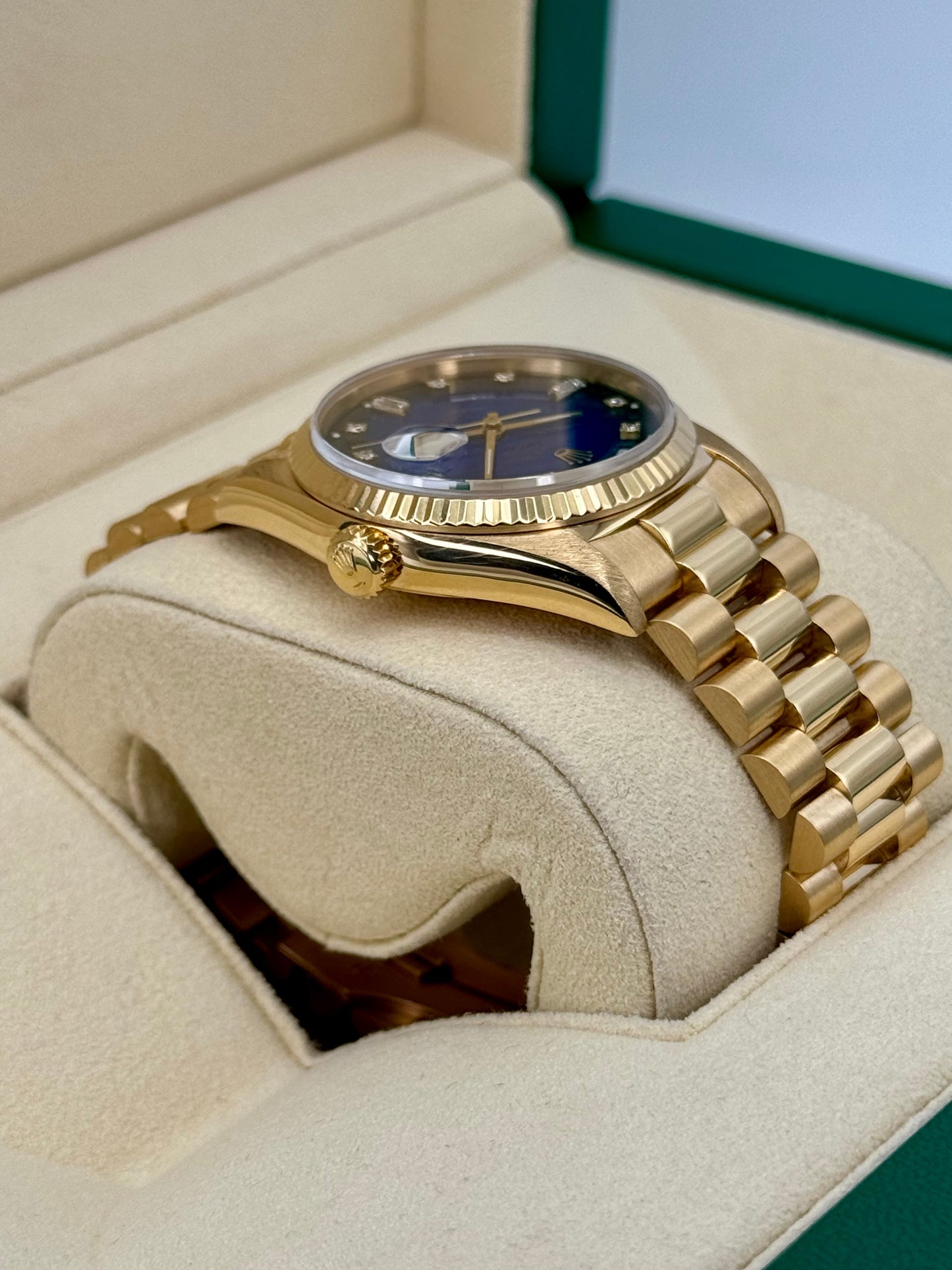 1988 Day-Date 36mm 18038 Gold Presidential Blue Vignette Dial - MyWatchLLC