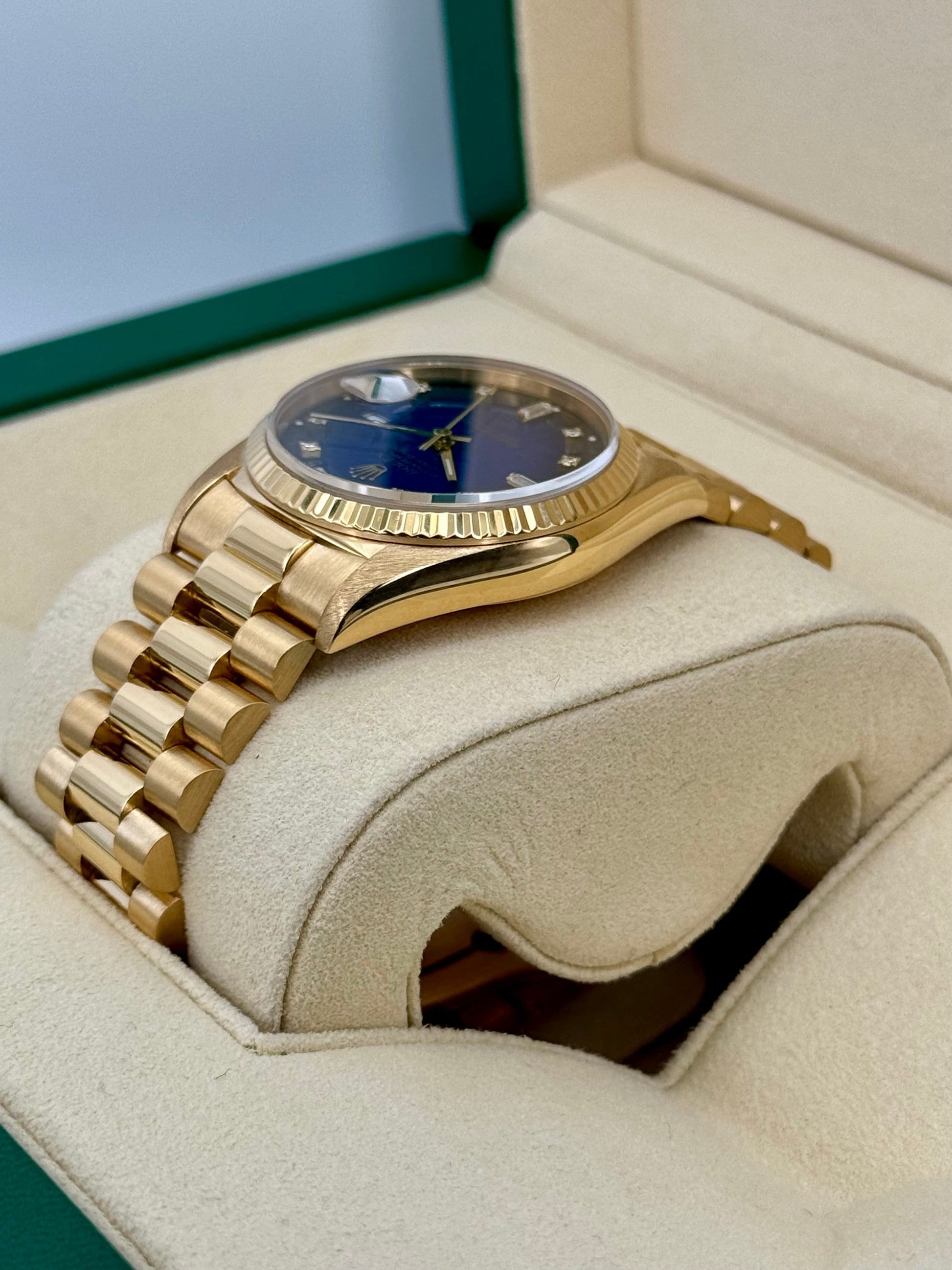 1988 Day-Date 36mm 18038 Gold Presidential Blue Vignette Dial - MyWatchLLC