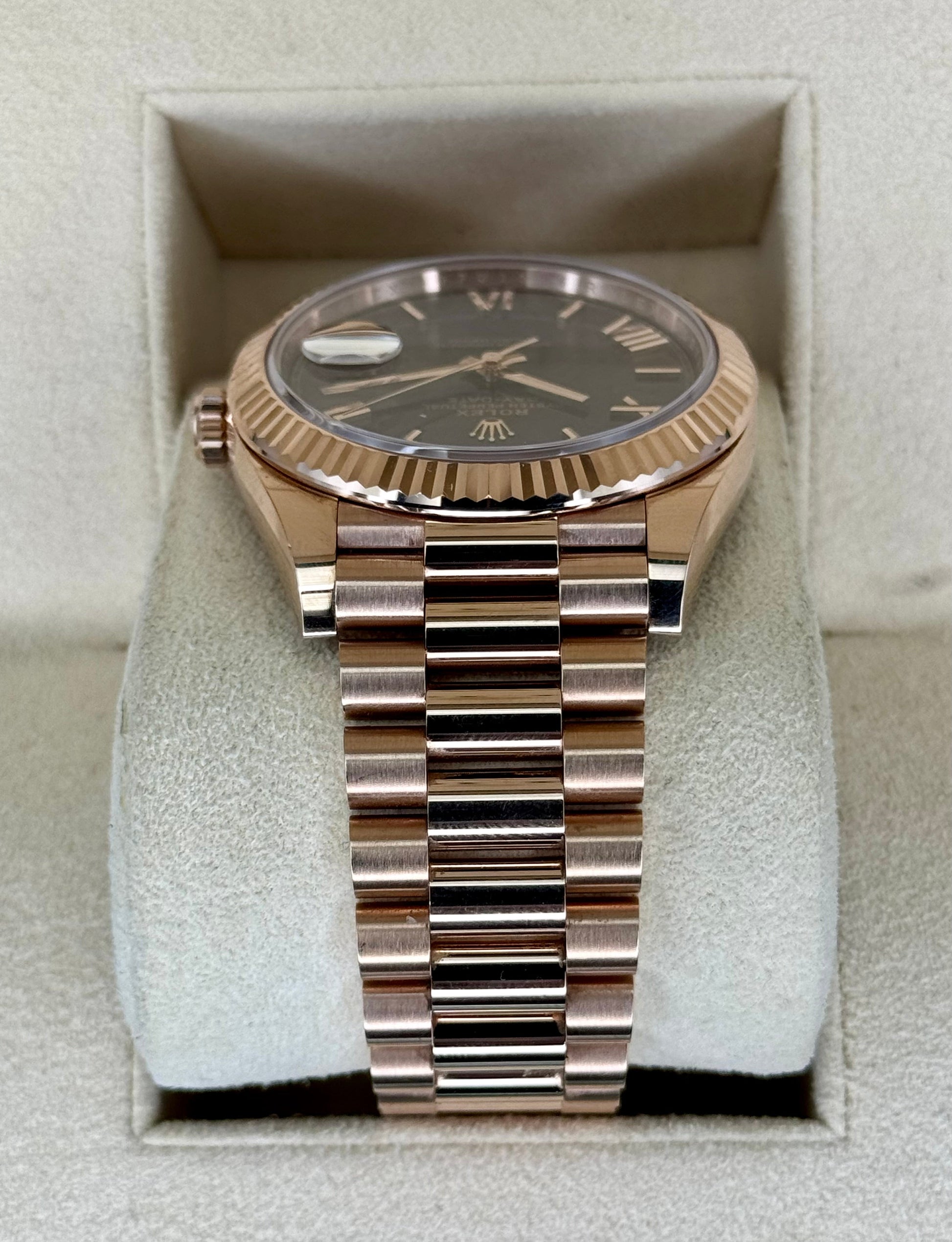 2021 Rolex Day-Date 40mm 228235 Presidential Rose Gold Chocolate Dial - MyWatchLLC