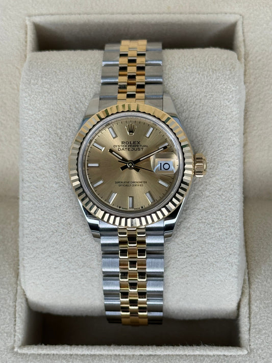 NEW 2023 Rolex Lady Datejust 28mm 279173 Jubilee Champagne Dial - MyWatchLLC