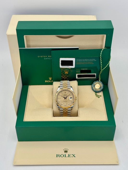 2022 Rolex Datejust 41mm 126333 Two-Tone Jubilee Champagne Motif Dial - MyWatchLLC
