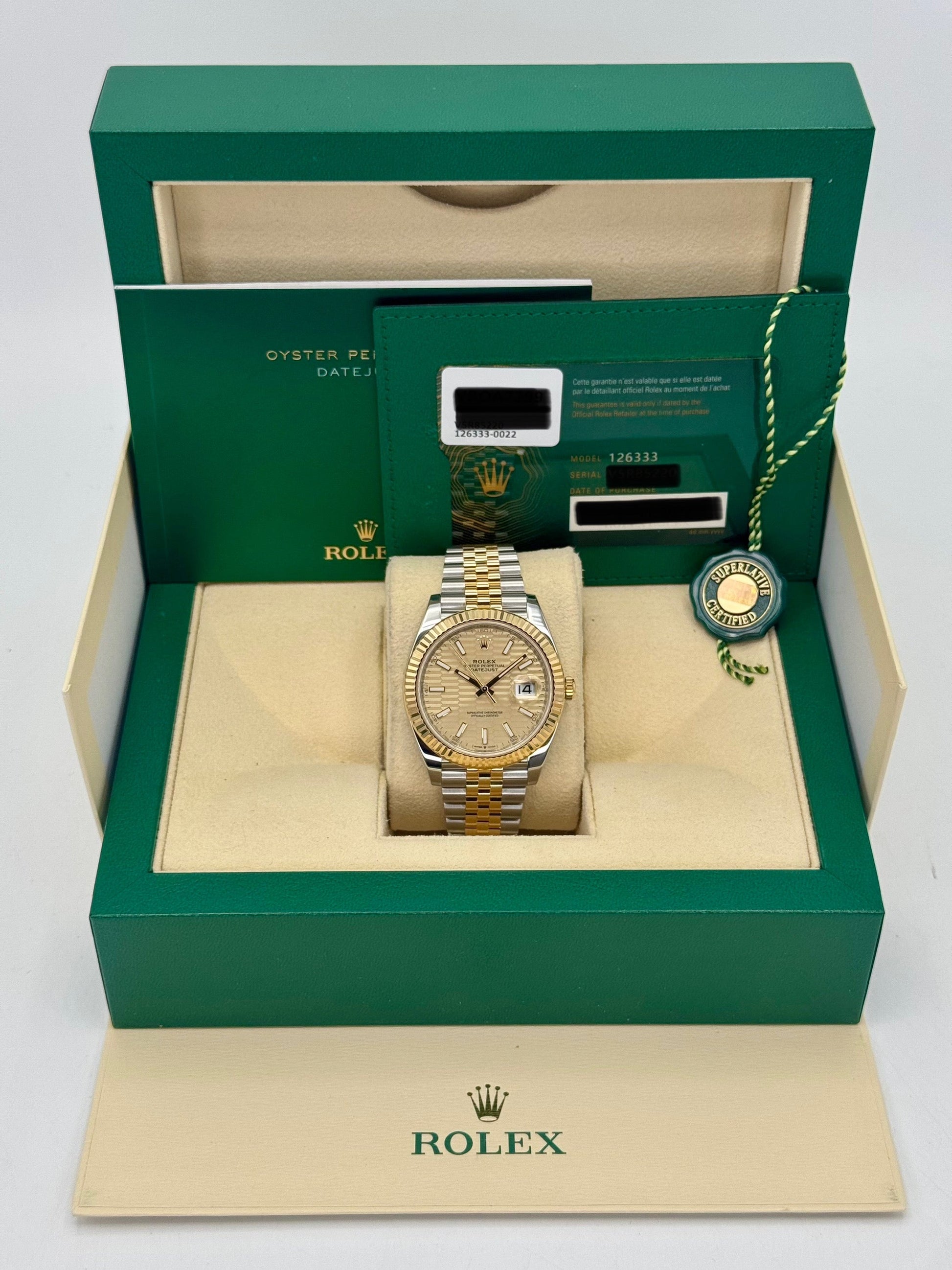 2022 Rolex Datejust 41mm 126333 Two-Tone Jubilee Champagne Motif Dial - MyWatchLLC