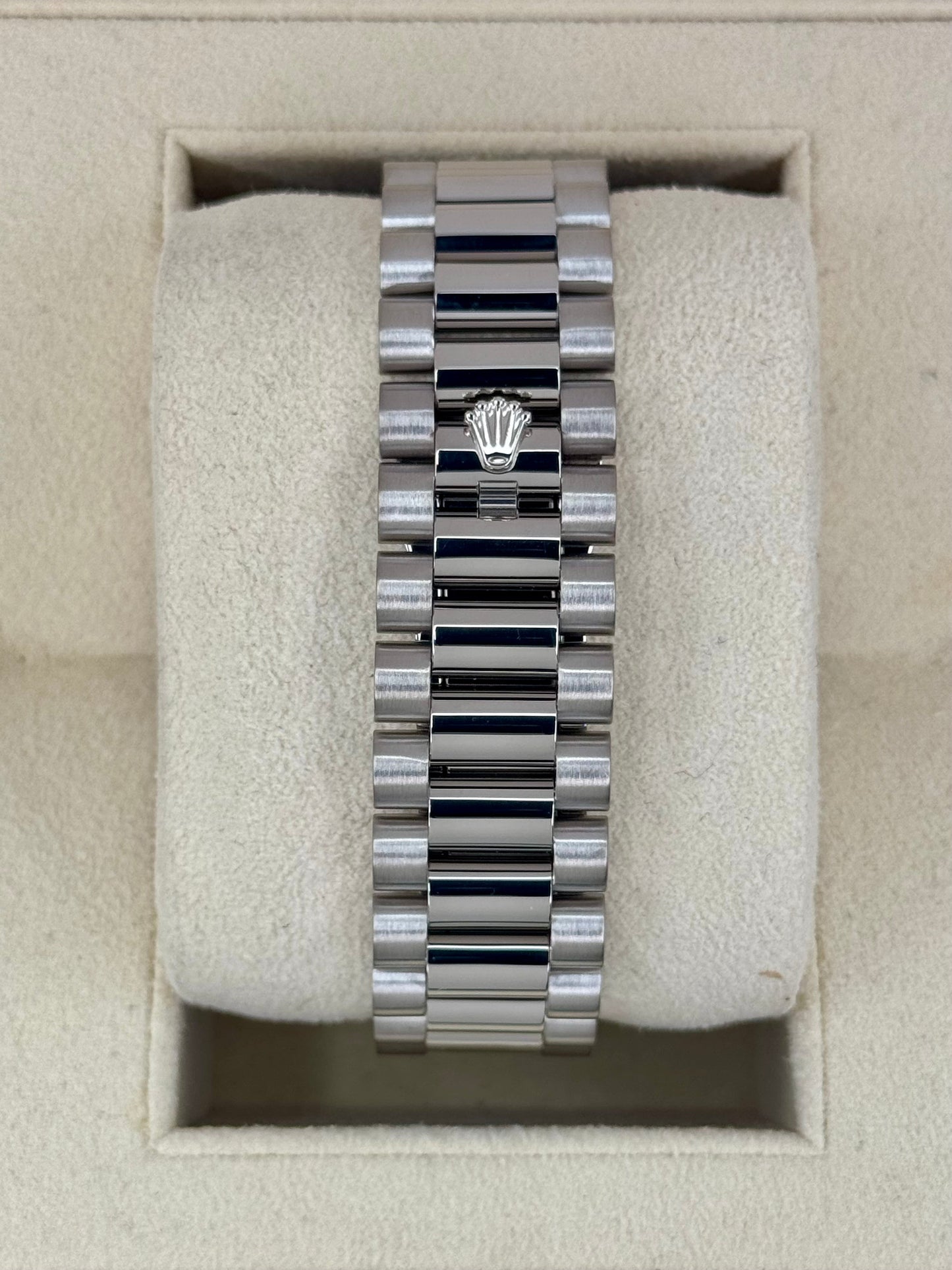 2015 Rolex Day-Date II 41mm 218239 White Gold Jubilee Black Dial - MyWatchLLC