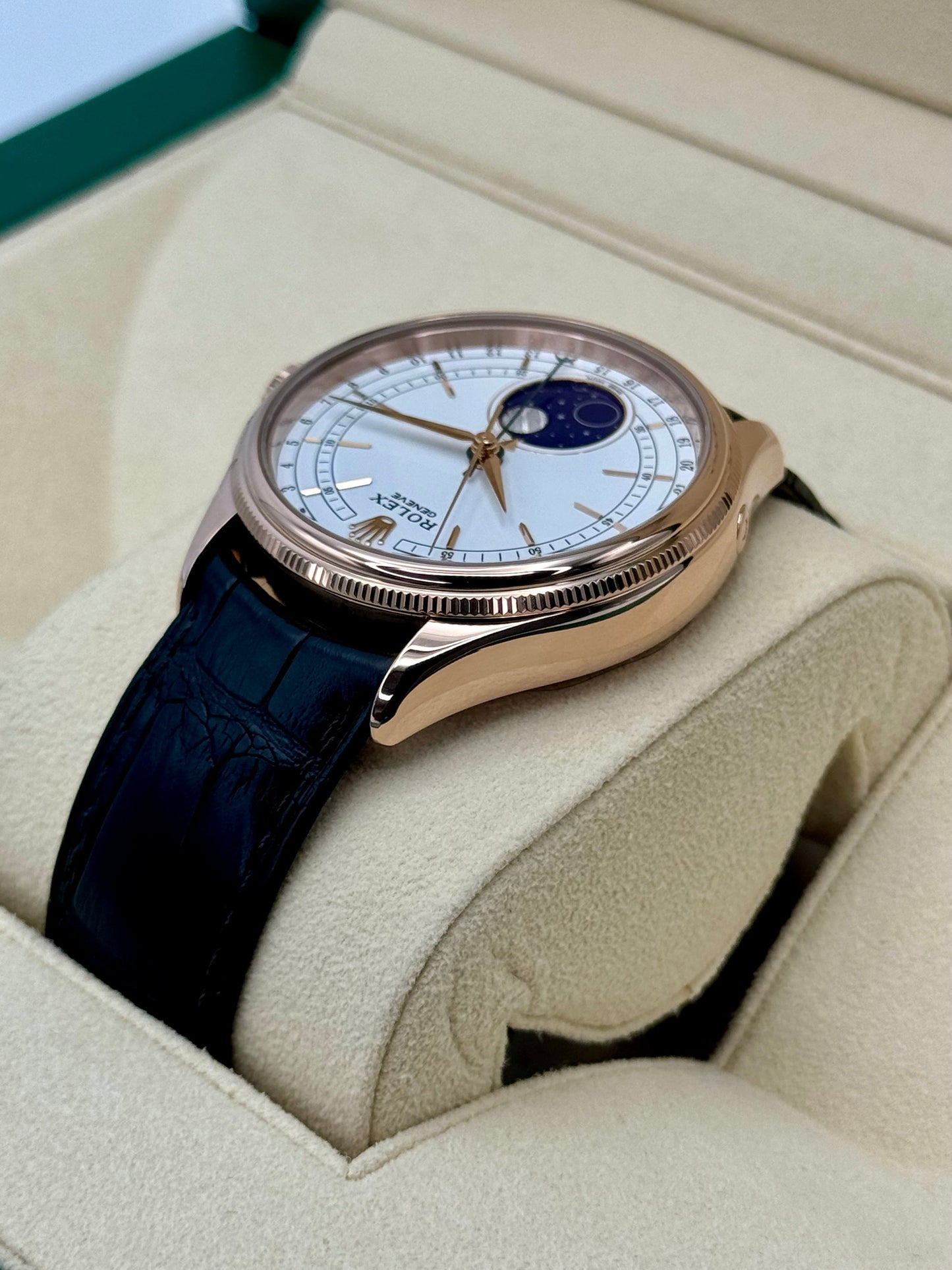 2018 Rolex Cellini Moonphase 39mm 50535 Rose Gold White Dial - MyWatchLLC
