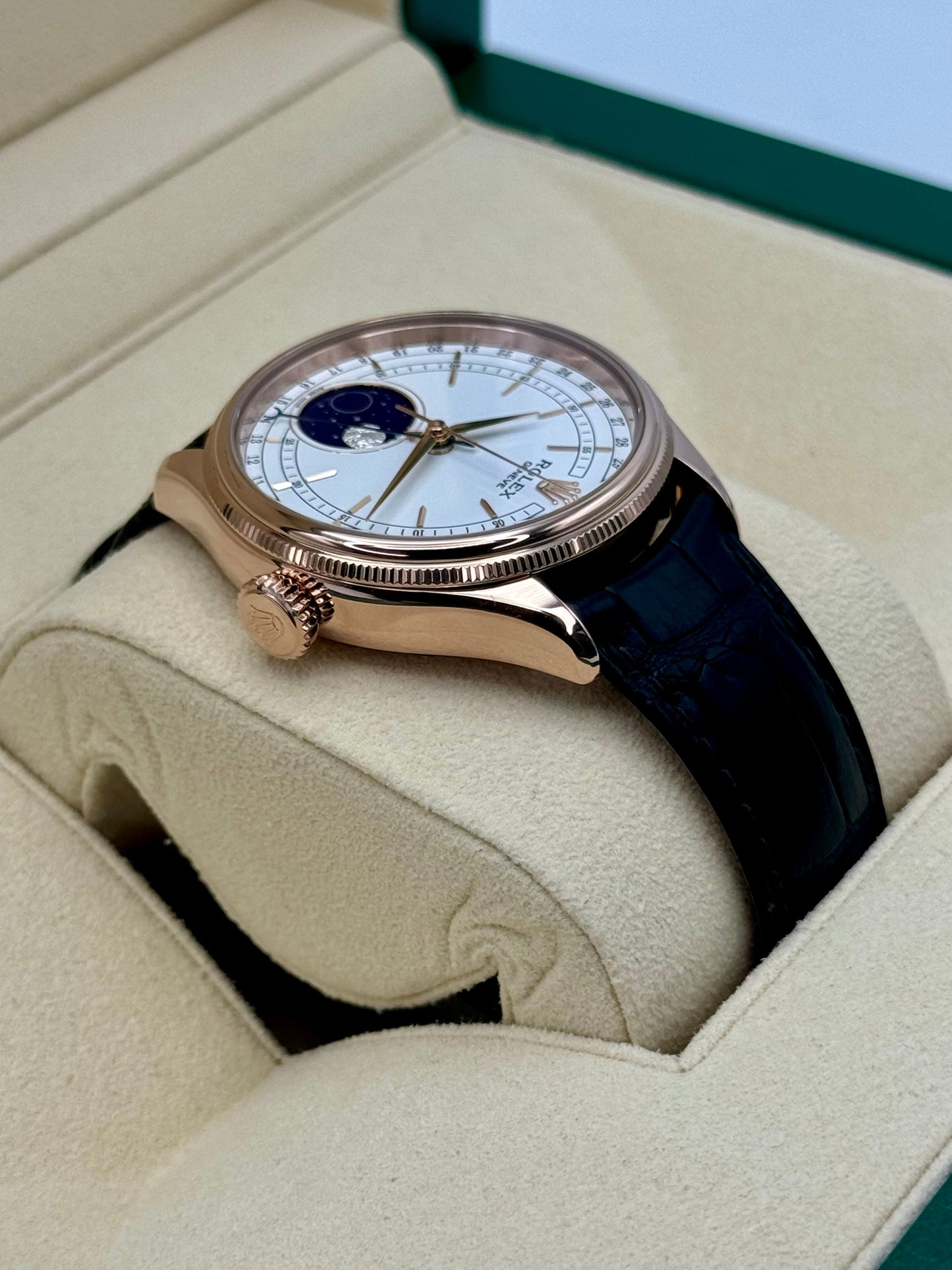 2018 Rolex Cellini Moonphase 39mm 50535 Rose Gold White Dial - MyWatchLLC