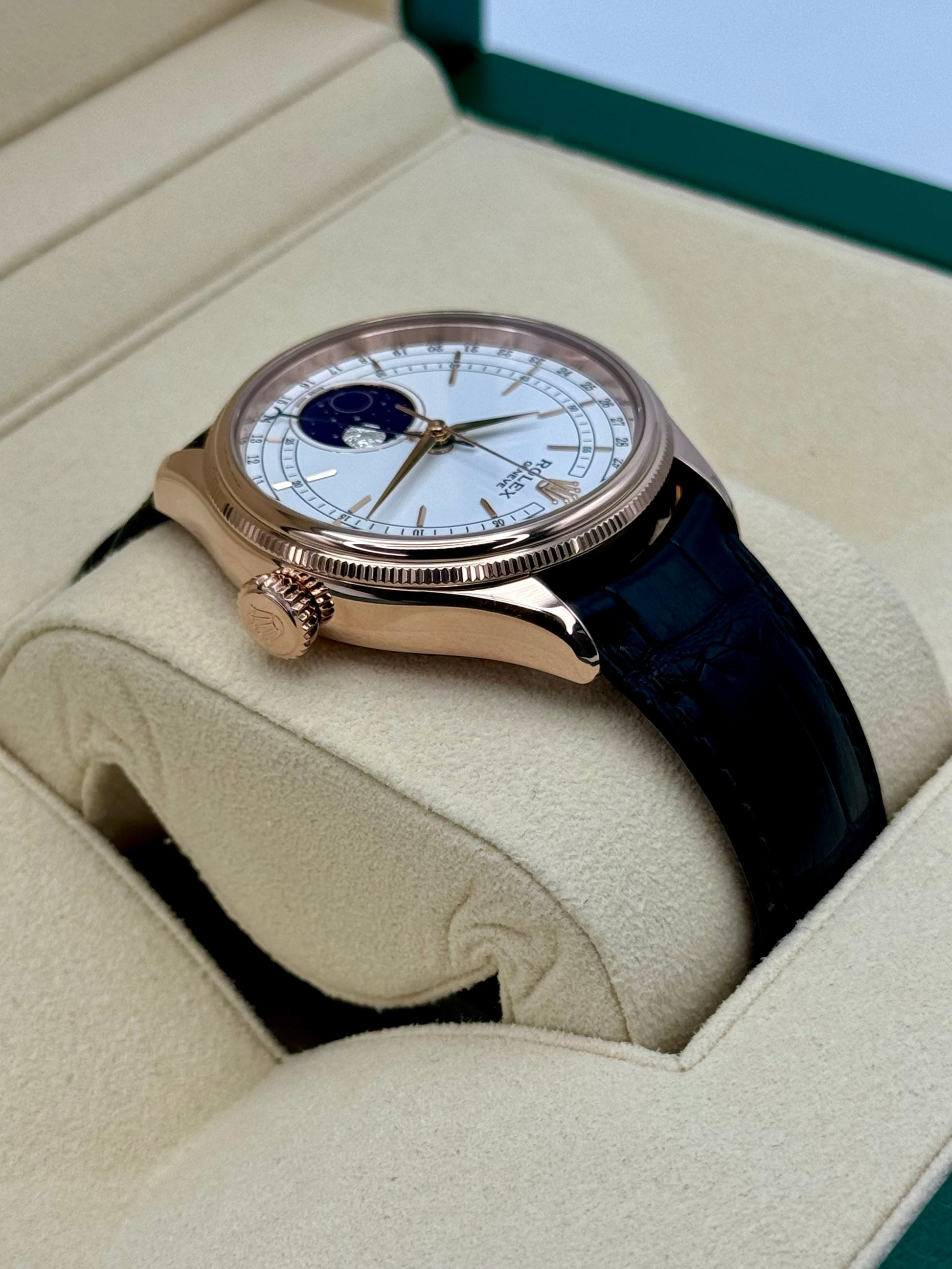 2018 Rolex Cellini Moonphase 39mm 50535 Rose Gold White Dial - MyWatchLLC