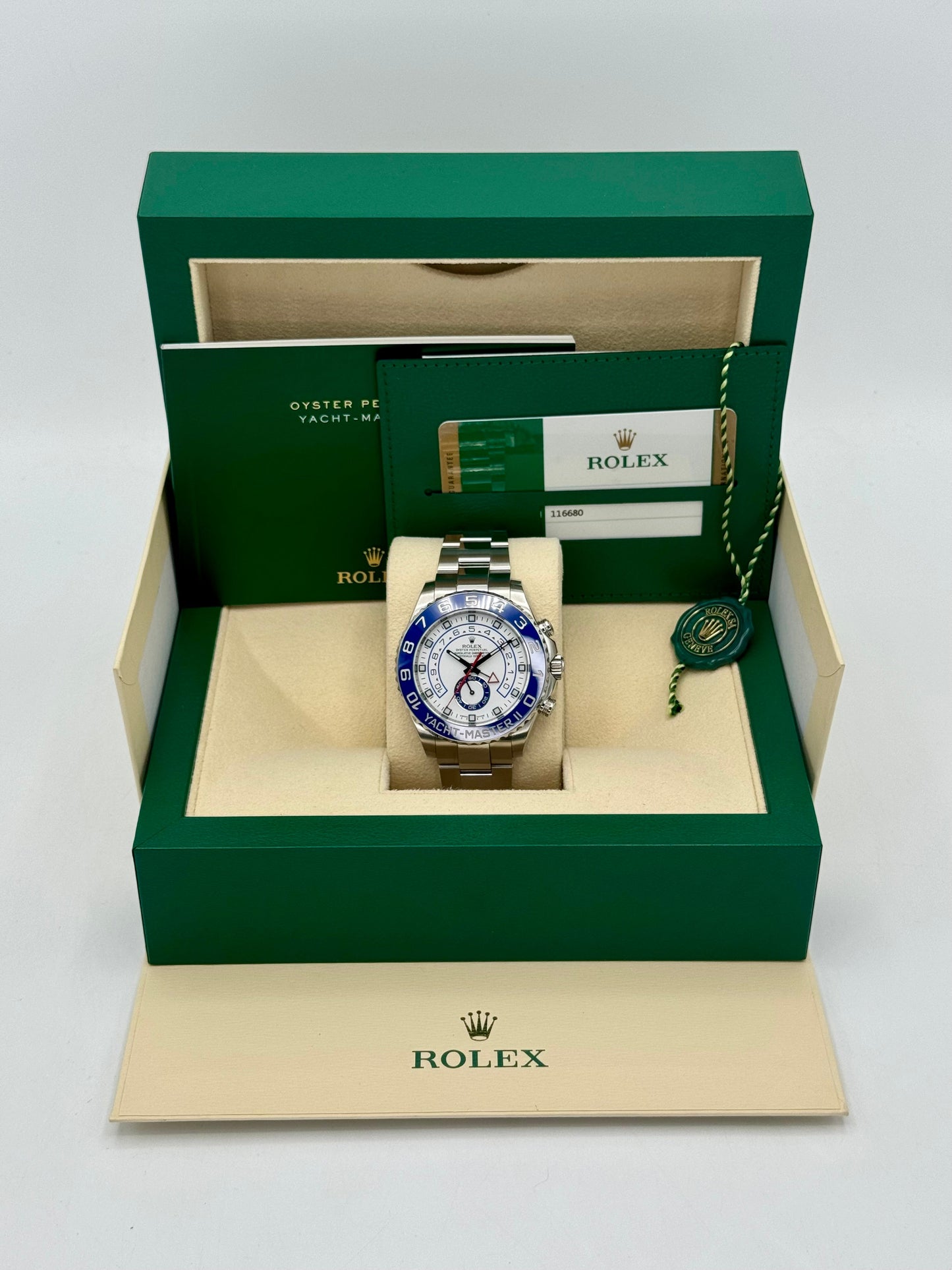 2016 Rolex Yacht-Master II 44mm 116680 Stainless Steel White Dial - MyWatchLLC